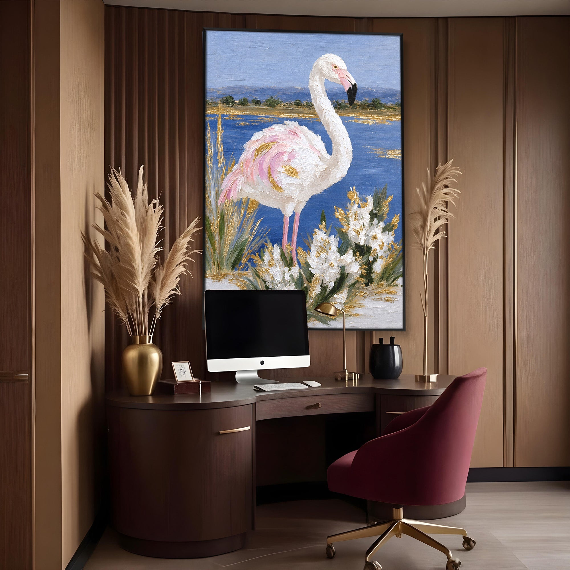 Tablou Canvas Premium LuxCanva® M1631, Flamingo Elegant, Flamingo, Natura, Peisaj, Eleganta, Living, Culori Vibrante
