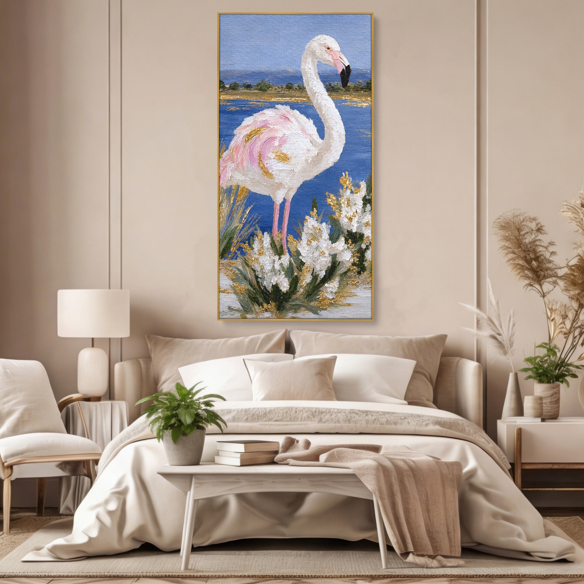 Tablou Canvas Premium LuxCanva® M1631, Flamingo Elegant, Flamingo, Natura, Peisaj, Eleganta, Living, Culori Vibrante