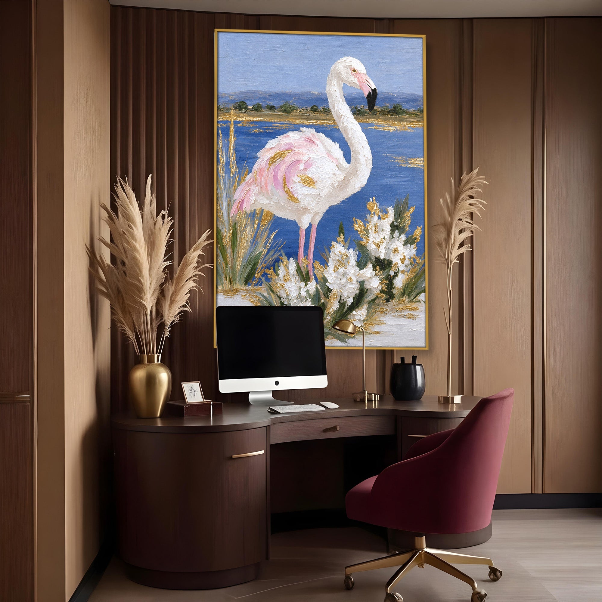 Tablou Canvas Premium LuxCanva® M1631, Flamingo Elegant, Flamingo, Natura, Peisaj, Eleganta, Living, Culori Vibrante