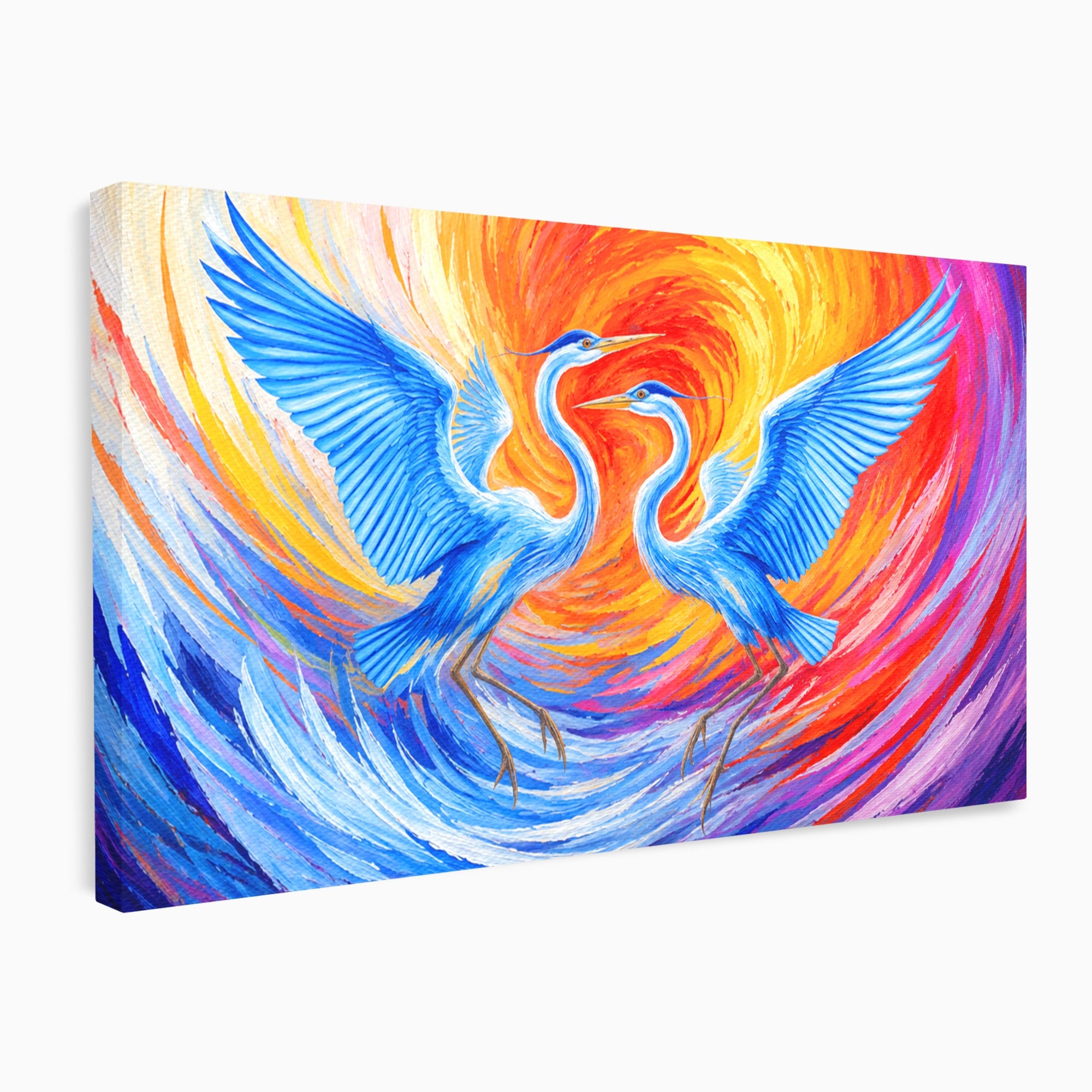 Tablou Canvas Premium LuxCanva® M1632, Dansul Egretei, Egreta, Dans, Arta Abstracta, Vibrant, Living, Culori Vibrante
