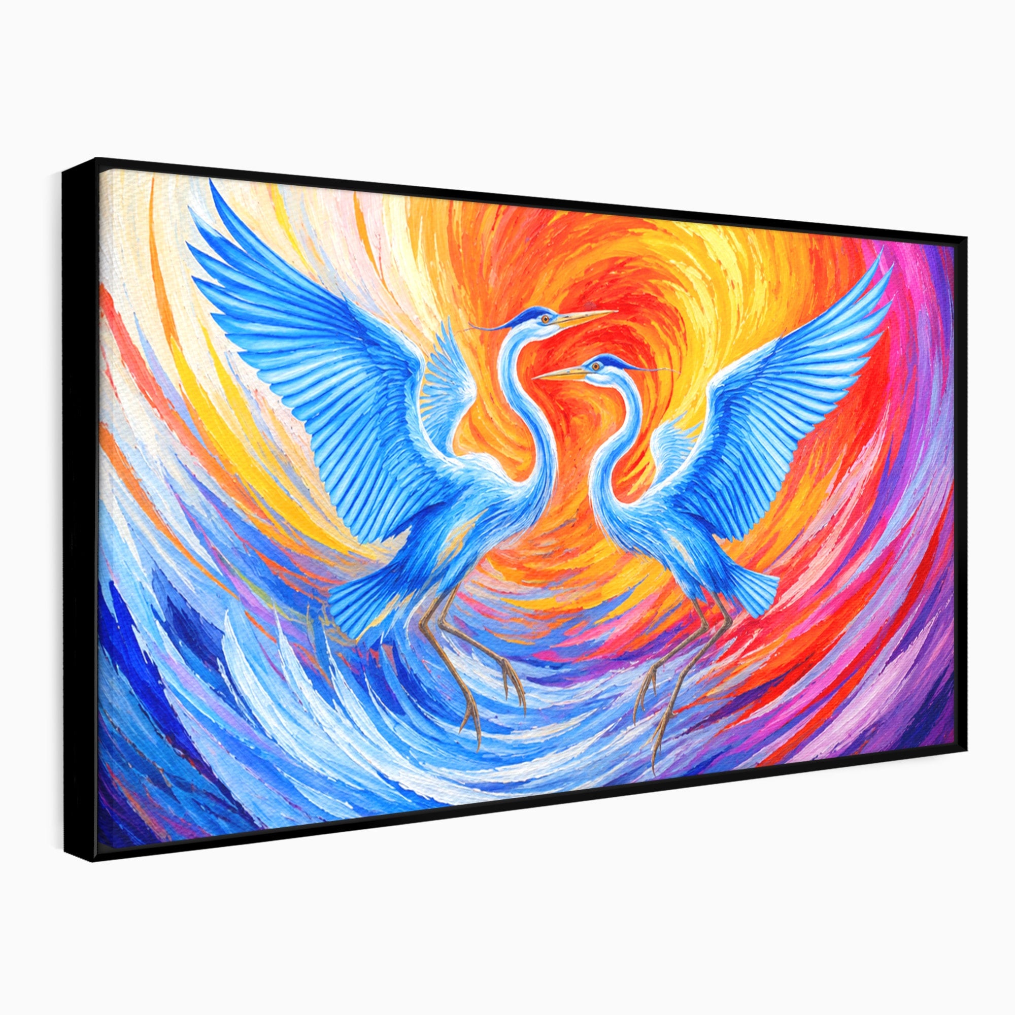 Tablou Canvas Premium LuxCanva® M1632, Dansul Egretei, Egreta, Dans, Arta Abstracta, Vibrant, Living, Culori Vibrante