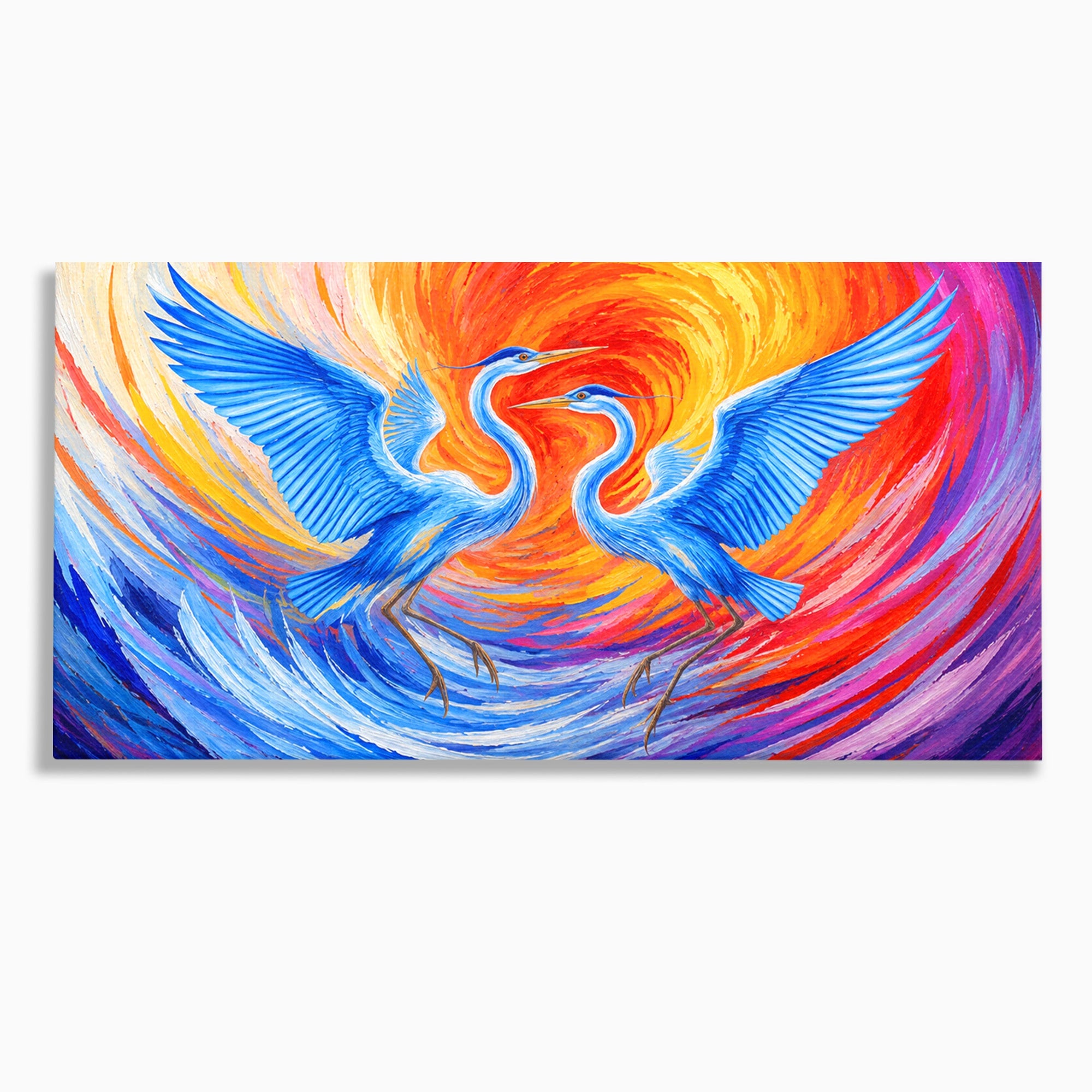 Tablou Canvas Premium LuxCanva® M1632, Dansul Egretei, Egreta, Dans, Arta Abstracta, Vibrant, Living, Culori Vibrante
