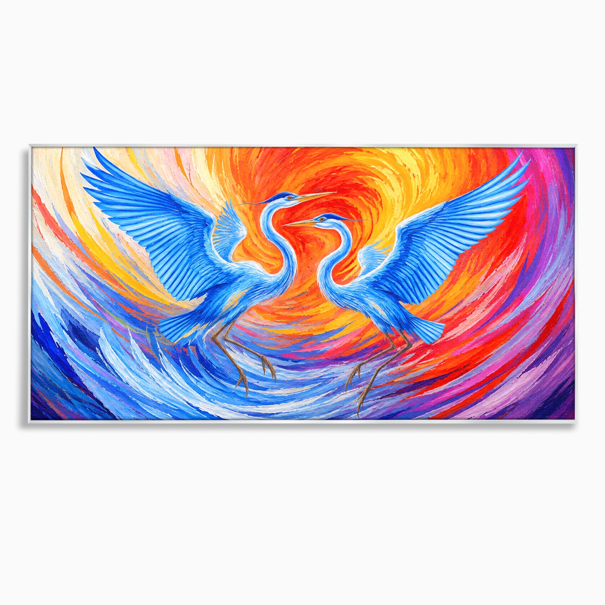 Tablou Canvas Premium LuxCanva® M1632, Dansul Egretei, Egreta, Dans, Arta Abstracta, Vibrant, Living, Culori Vibrante