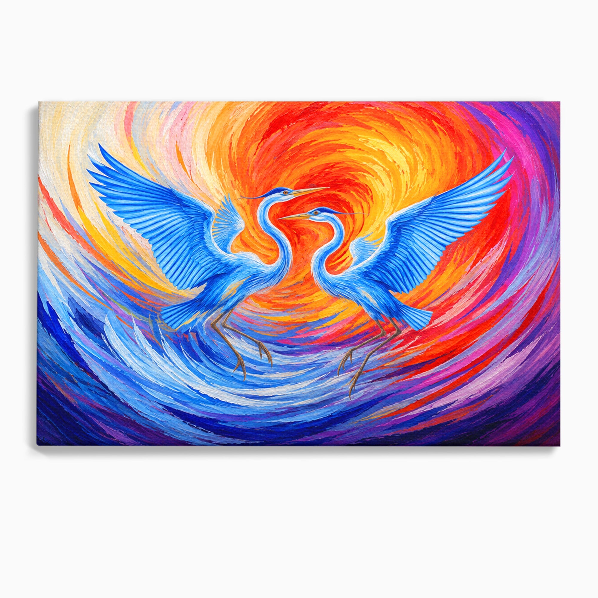 Tablou Canvas Premium LuxCanva® M1632, Dansul Egretei, Egreta, Dans, Arta Abstracta, Vibrant, Living, Culori Vibrante