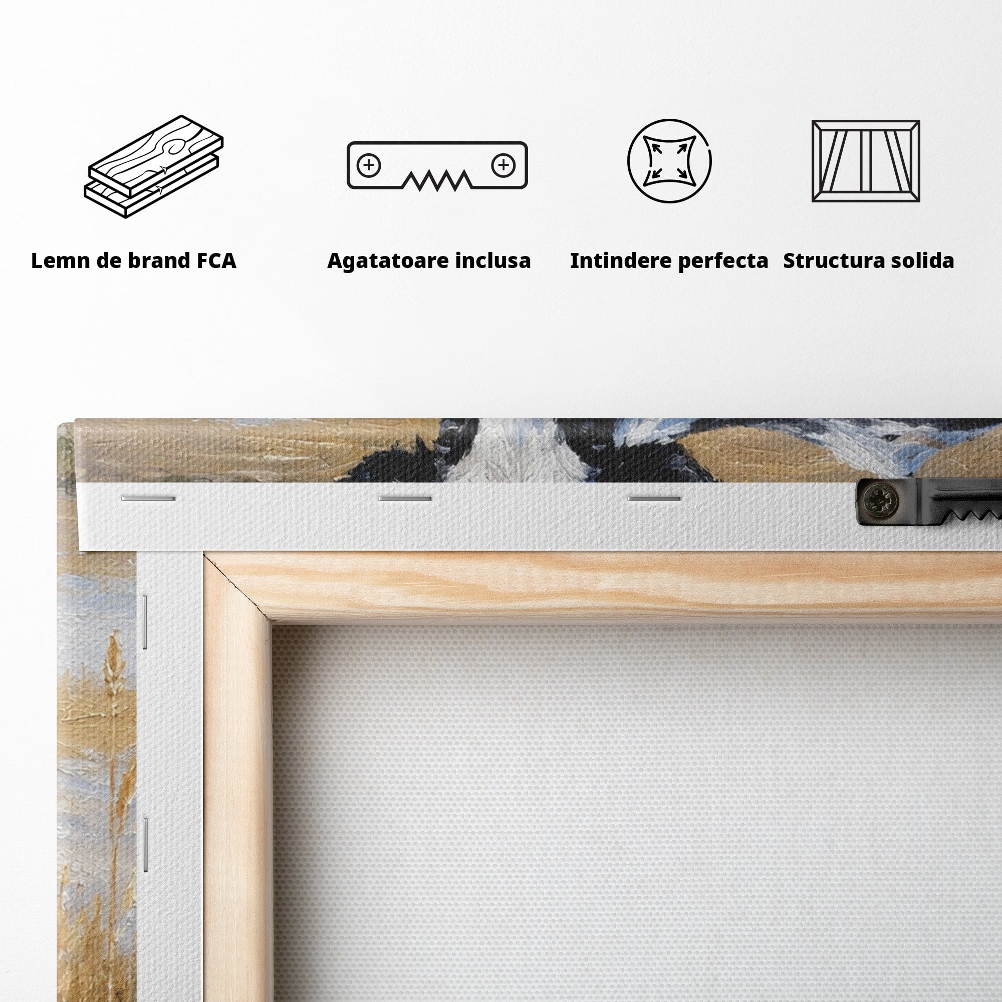 Tablou Canvas Premium LuxCanva® M1633, Vaca In Camp, Peisaj Pastoral, Vaca, Peisaj, Pastoral, Natura, Living, Culori Vibrante
