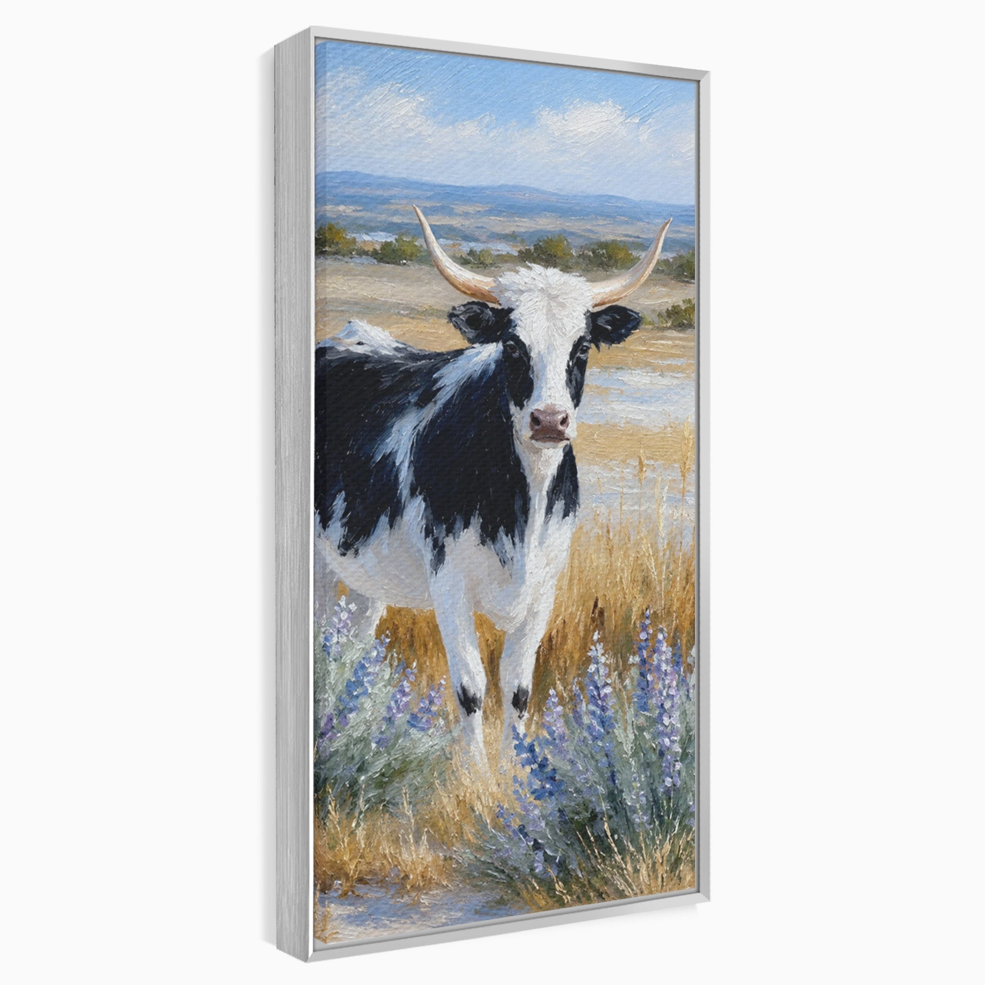 Tablou Canvas Premium LuxCanva® M1633, Vaca In Camp, Peisaj Pastoral, Vaca, Peisaj, Pastoral, Natura, Living, Culori Vibrante