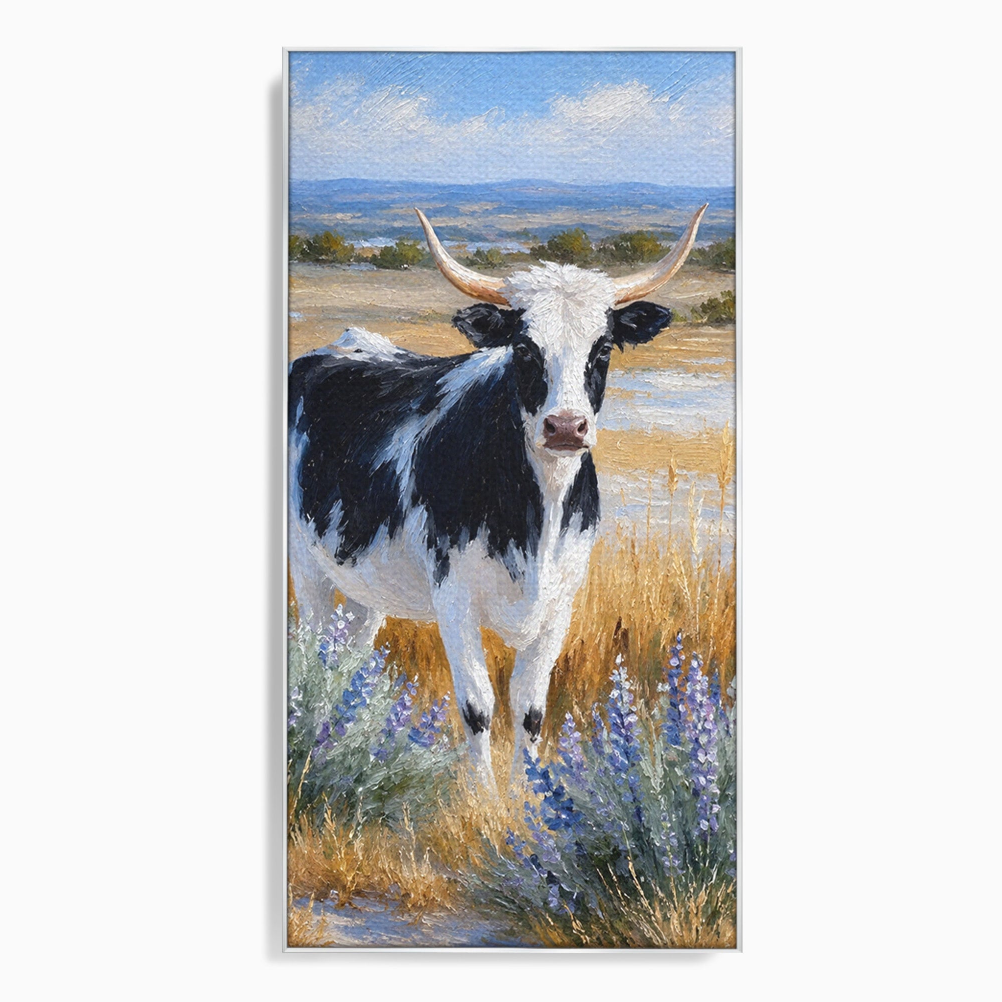 Tablou Canvas Premium LuxCanva® M1633, Vaca In Camp, Peisaj Pastoral, Vaca, Peisaj, Pastoral, Natura, Living, Culori Vibrante