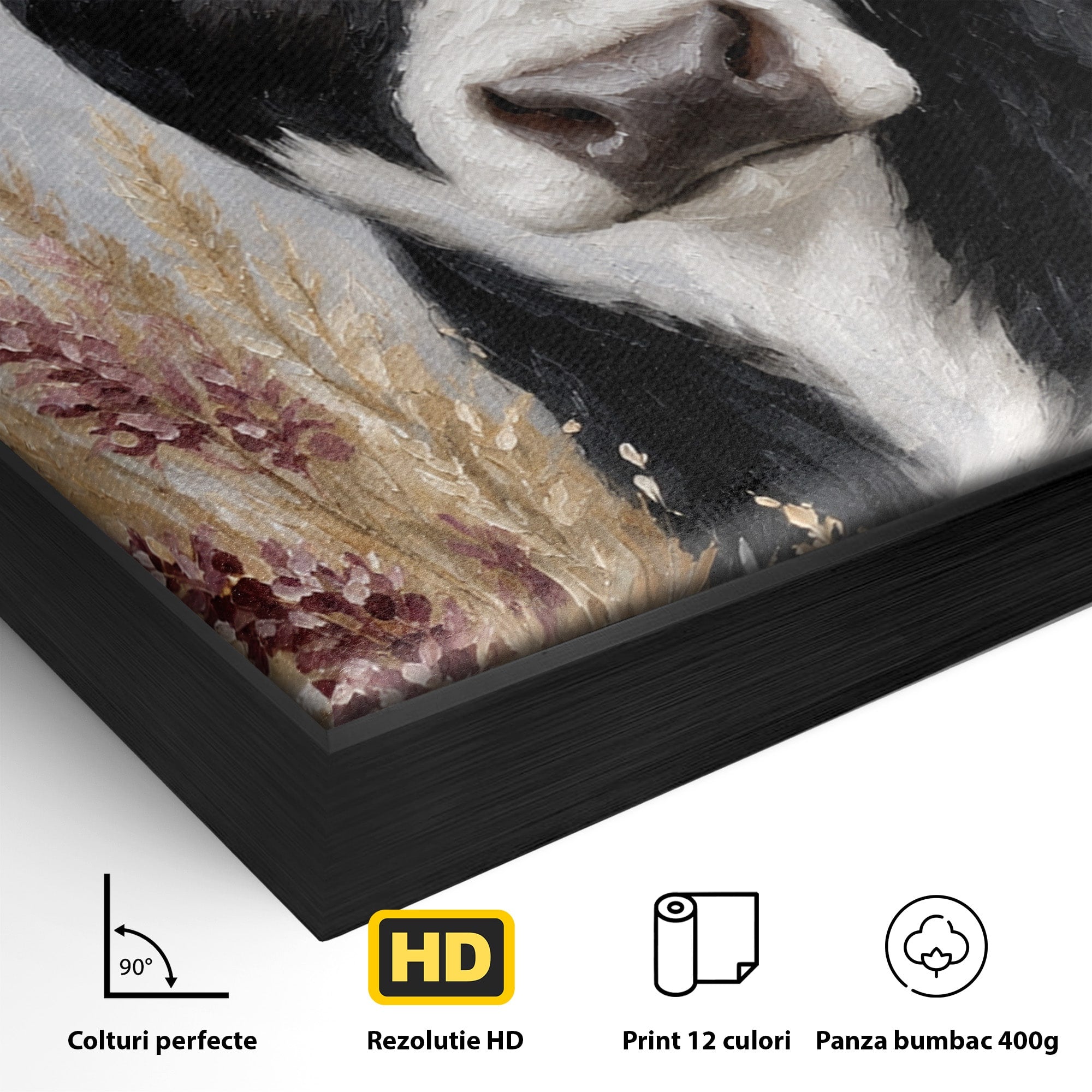 Tablou Canvas Premium LuxCanva® M1634, Vaca Printre Spice, Vaca, Animale, Natura, Rustic, Living, Culori Vibrante