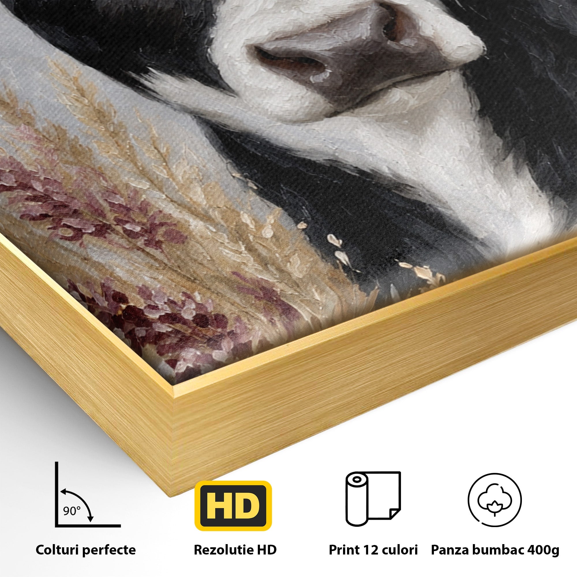 Tablou Canvas Premium LuxCanva® M1634, Vaca Printre Spice, Vaca, Animale, Natura, Rustic, Living, Culori Vibrante