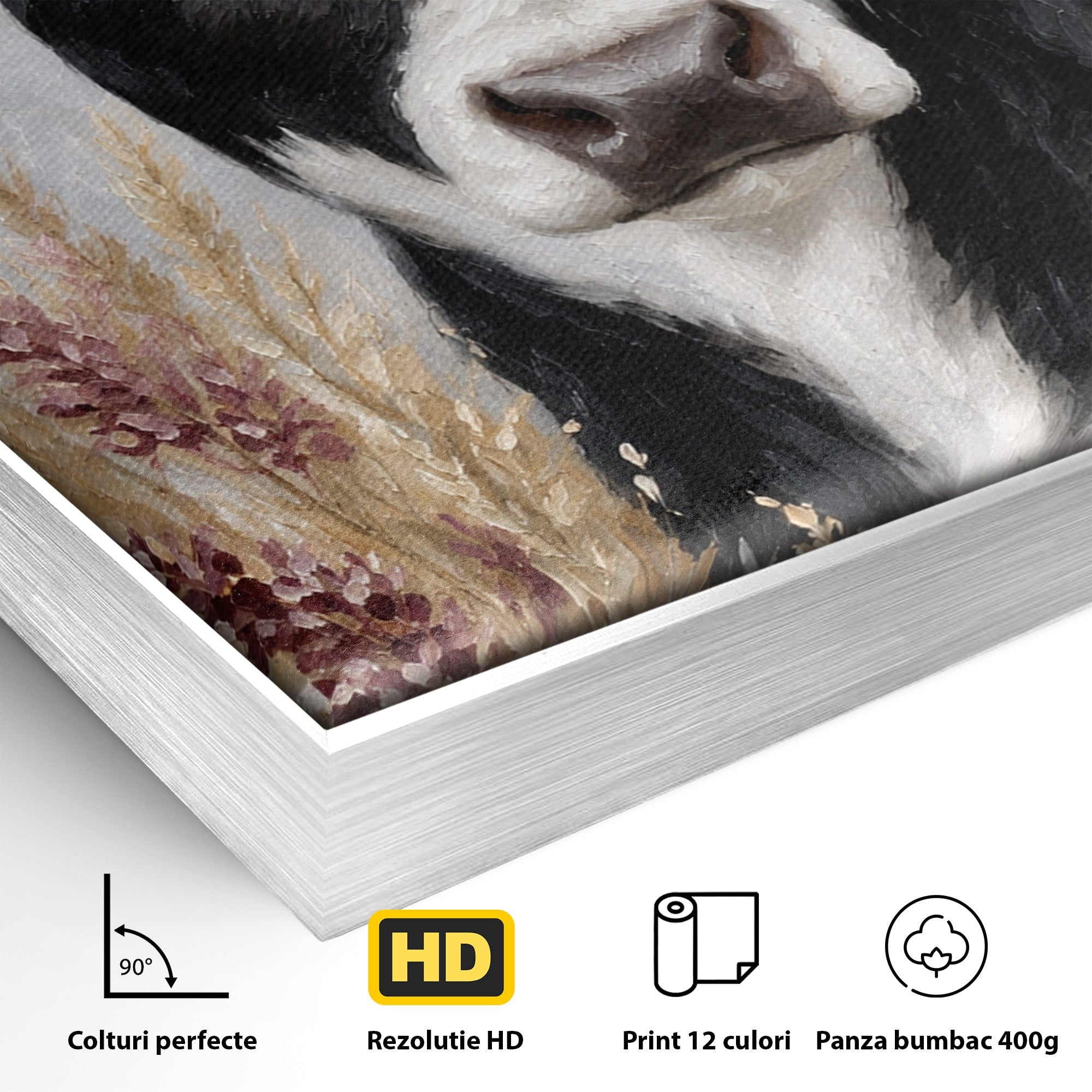 Tablou Canvas Premium LuxCanva® M1634, Vaca Printre Spice, Vaca, Animale, Natura, Rustic, Living, Culori Vibrante