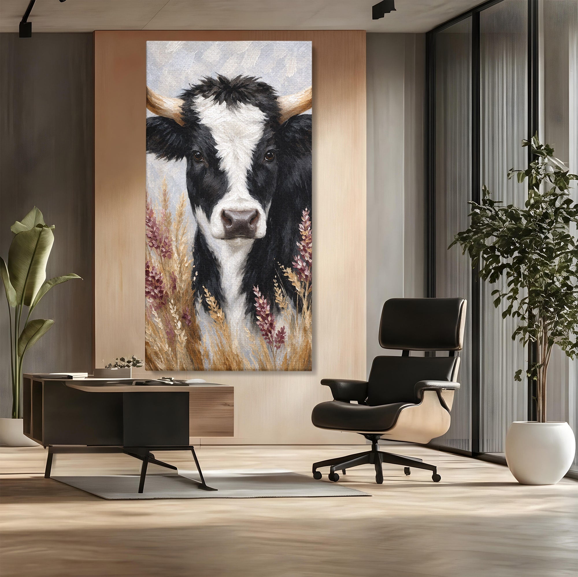 Tablou Canvas Premium LuxCanva® M1634, Vaca Printre Spice, Vaca, Animale, Natura, Rustic, Living, Culori Vibrante