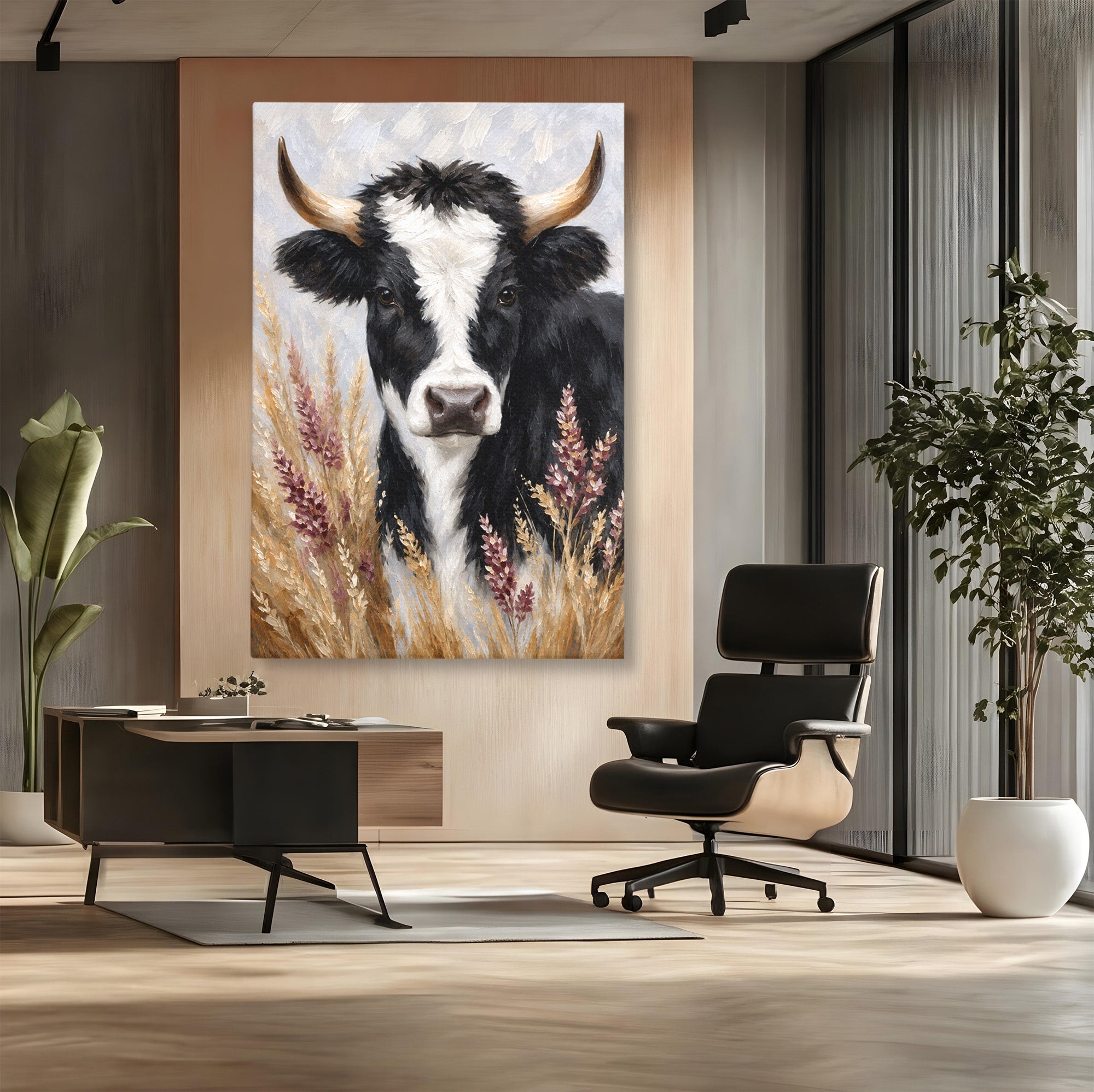 Tablou Canvas Premium LuxCanva® M1634, Vaca Printre Spice, Vaca, Animale, Natura, Rustic, Living, Culori Vibrante