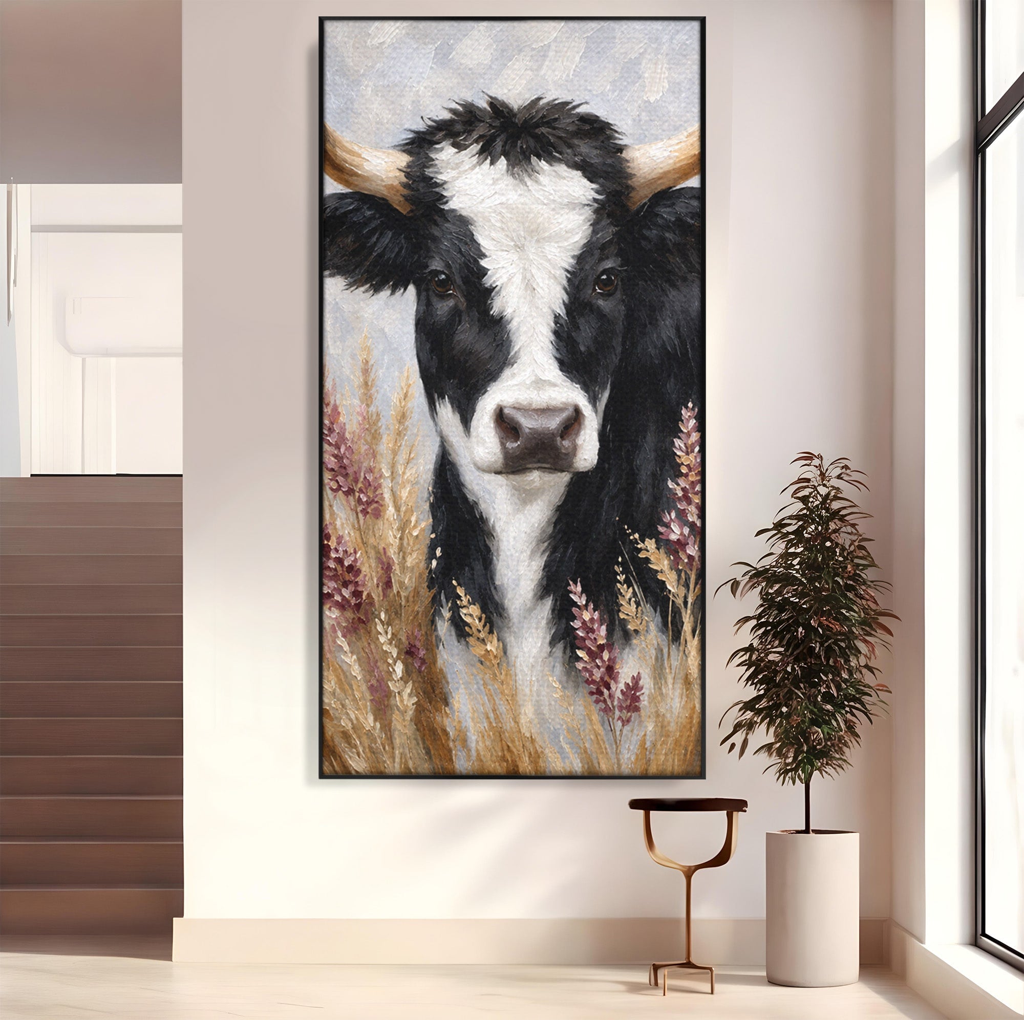 Tablou Canvas Premium LuxCanva® M1634, Vaca Printre Spice, Vaca, Animale, Natura, Rustic, Living, Culori Vibrante