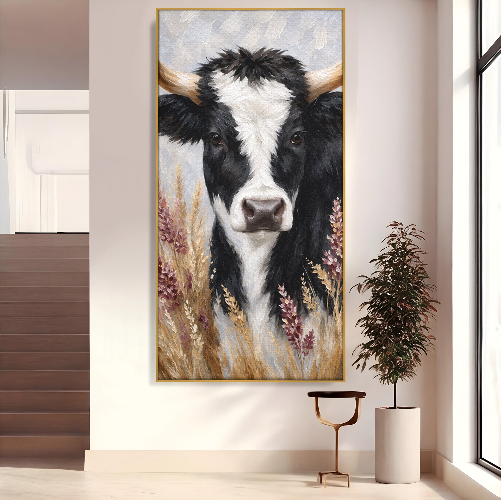 Tablou Canvas Premium LuxCanva® M1634, Vaca Printre Spice, Vaca, Animale, Natura, Rustic, Living, Culori Vibrante