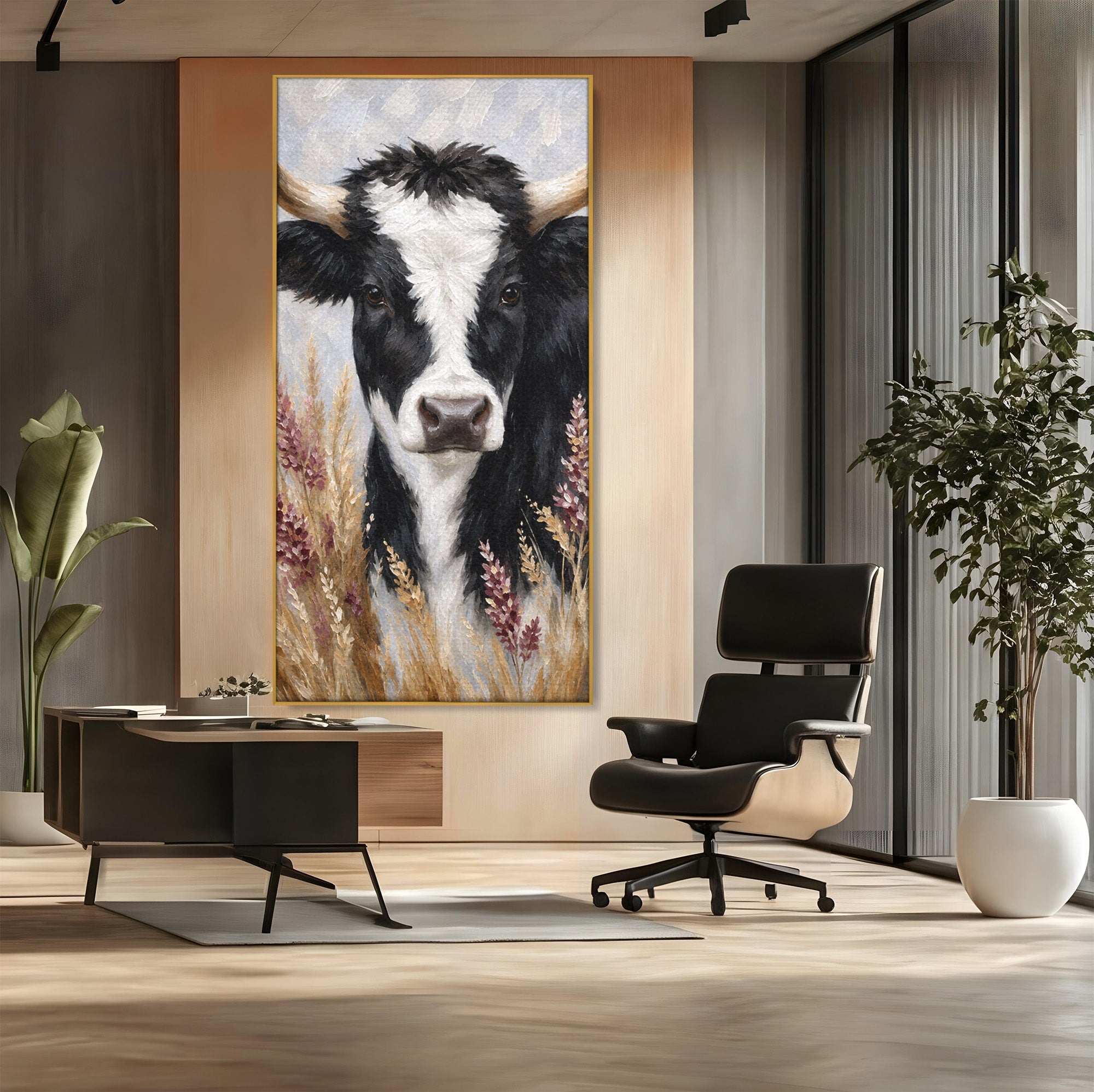 Tablou Canvas Premium LuxCanva® M1634, Vaca Printre Spice, Vaca, Animale, Natura, Rustic, Living, Culori Vibrante