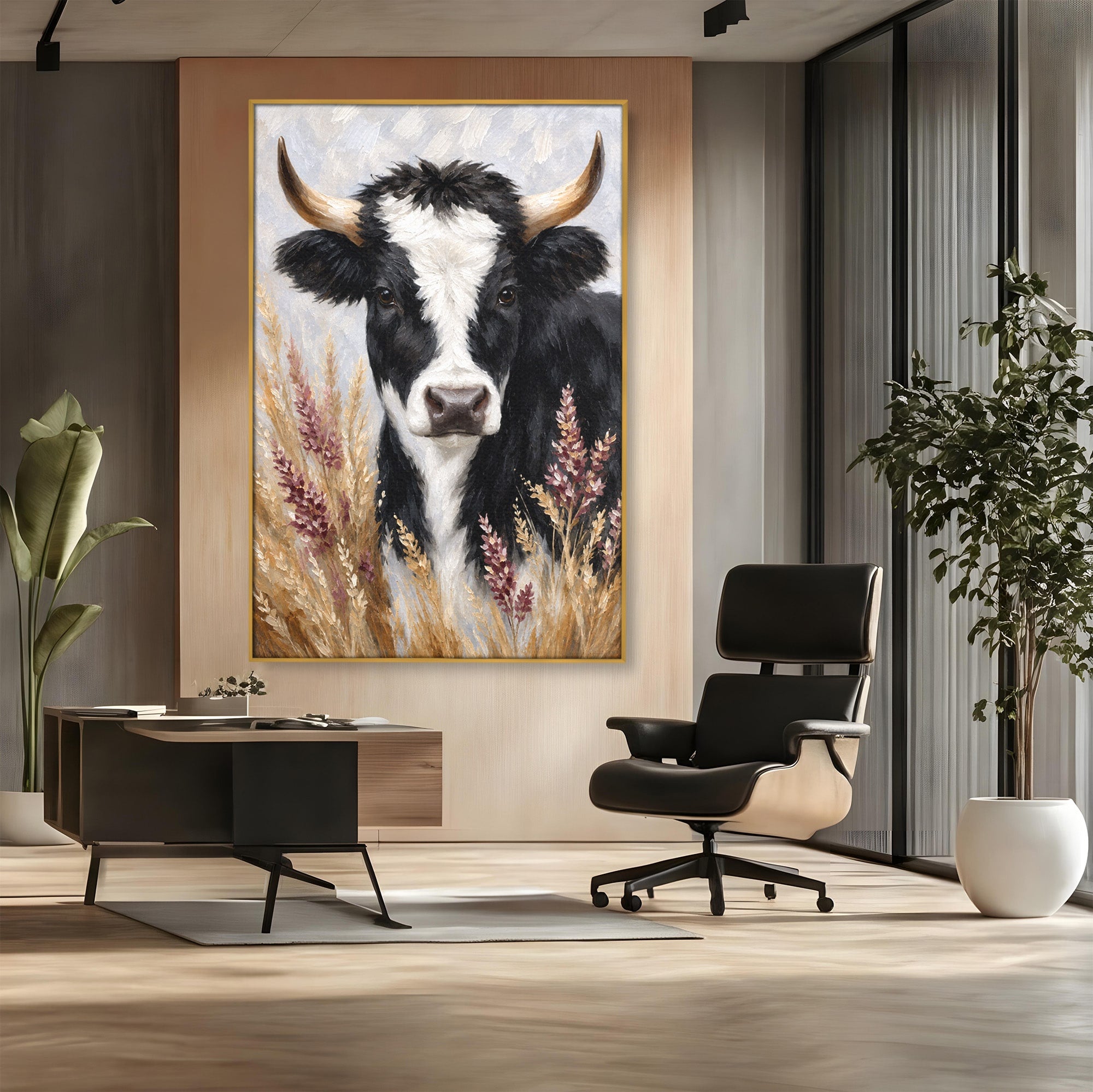 Tablou Canvas Premium LuxCanva® M1634, Vaca Printre Spice, Vaca, Animale, Natura, Rustic, Living, Culori Vibrante