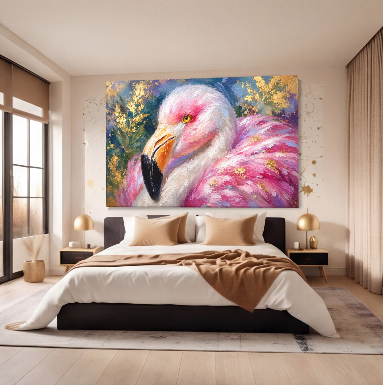 Tablou Canvas Premium LuxCanva® M1635, Flamingo Regal, Flamingo, Pasare, Natura, Exotic, Living, Culori Vibrante