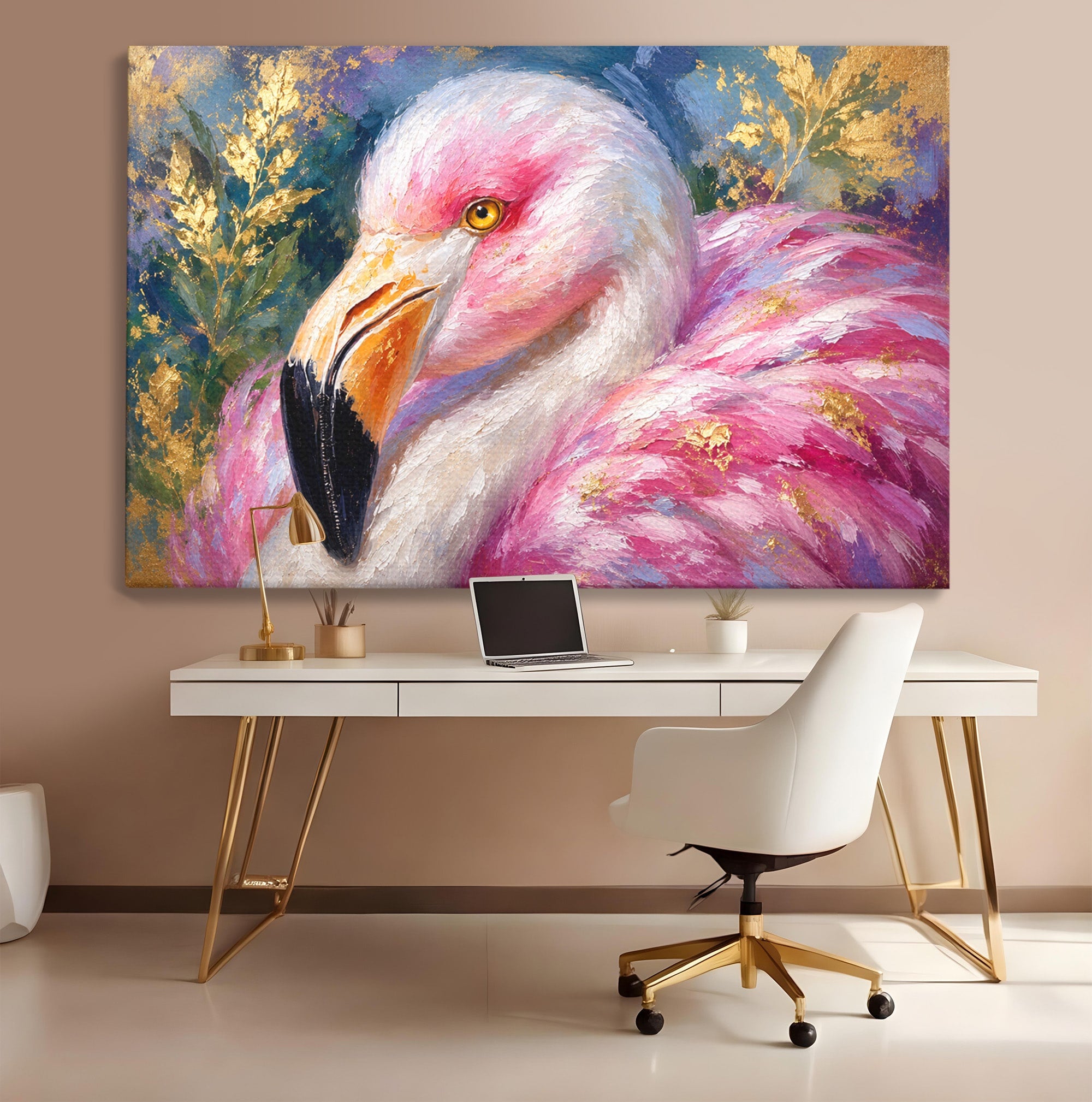Tablou Canvas Premium LuxCanva® M1635, Flamingo Regal, Flamingo, Pasare, Natura, Exotic, Living, Culori Vibrante