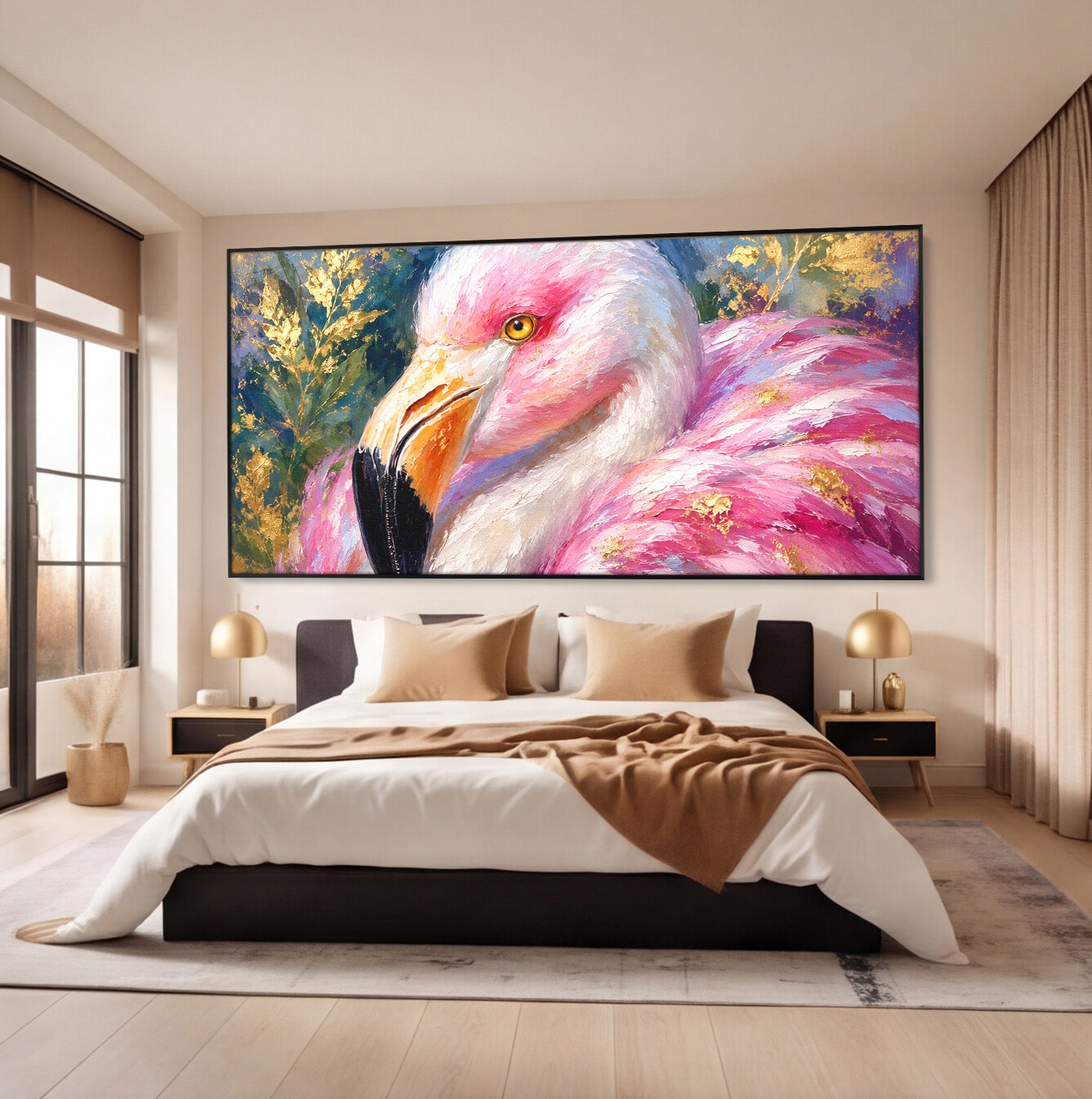 Tablou Canvas Premium LuxCanva® M1635, Flamingo Regal, Flamingo, Pasare, Natura, Exotic, Living, Culori Vibrante