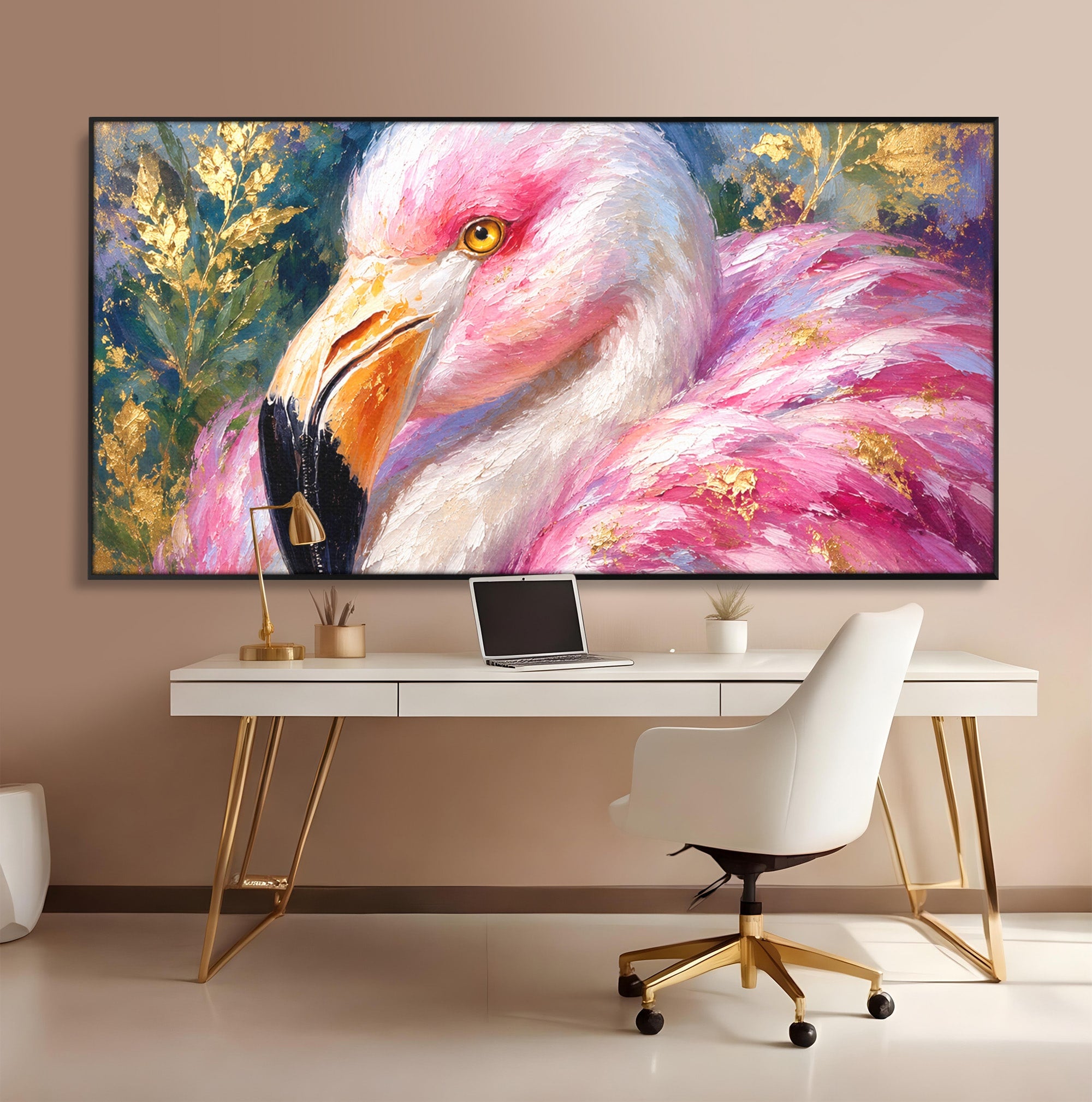 Tablou Canvas Premium LuxCanva® M1635, Flamingo Regal, Flamingo, Pasare, Natura, Exotic, Living, Culori Vibrante