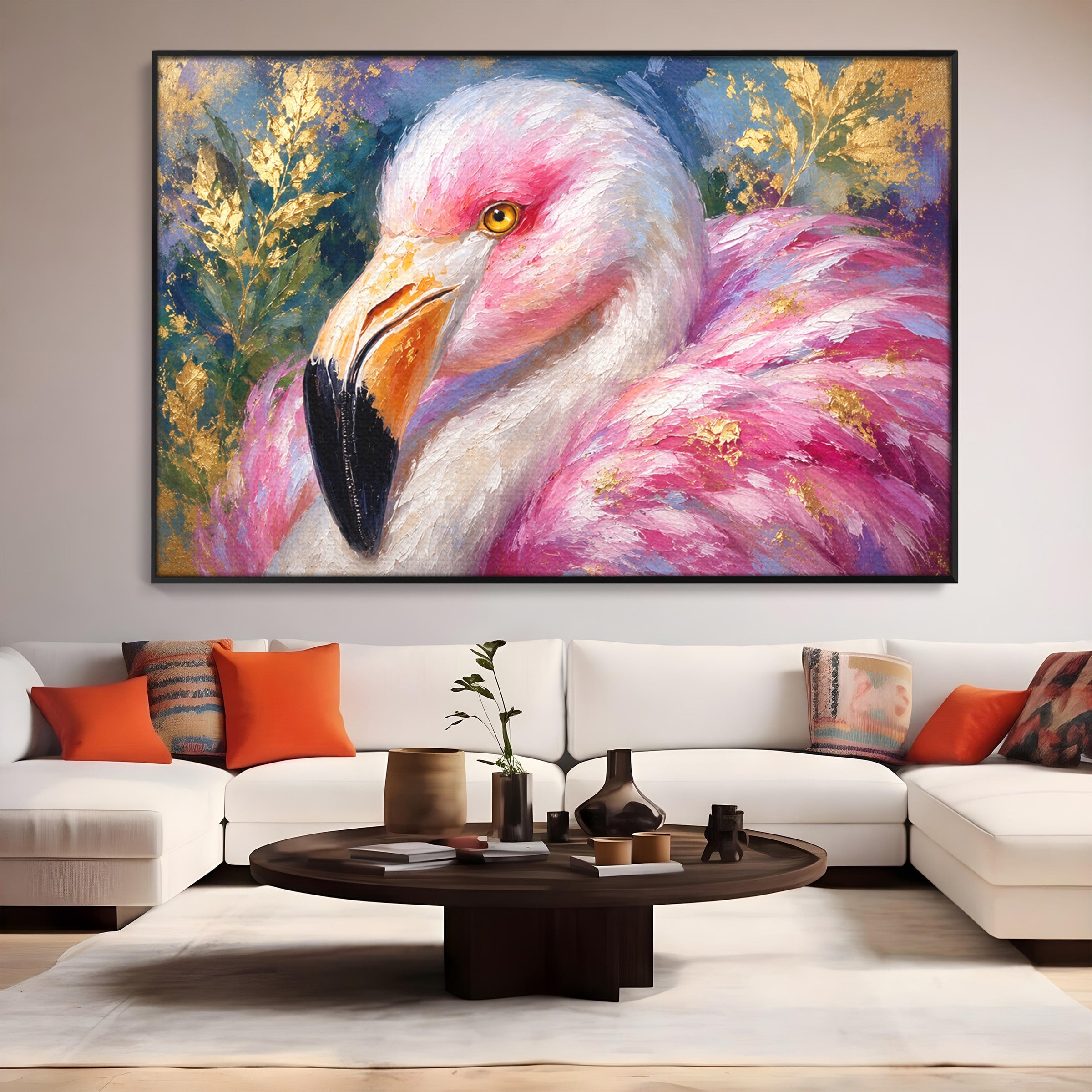 Tablou Canvas Premium LuxCanva® M1635, Flamingo Regal, Flamingo, Pasare, Natura, Exotic, Living, Culori Vibrante