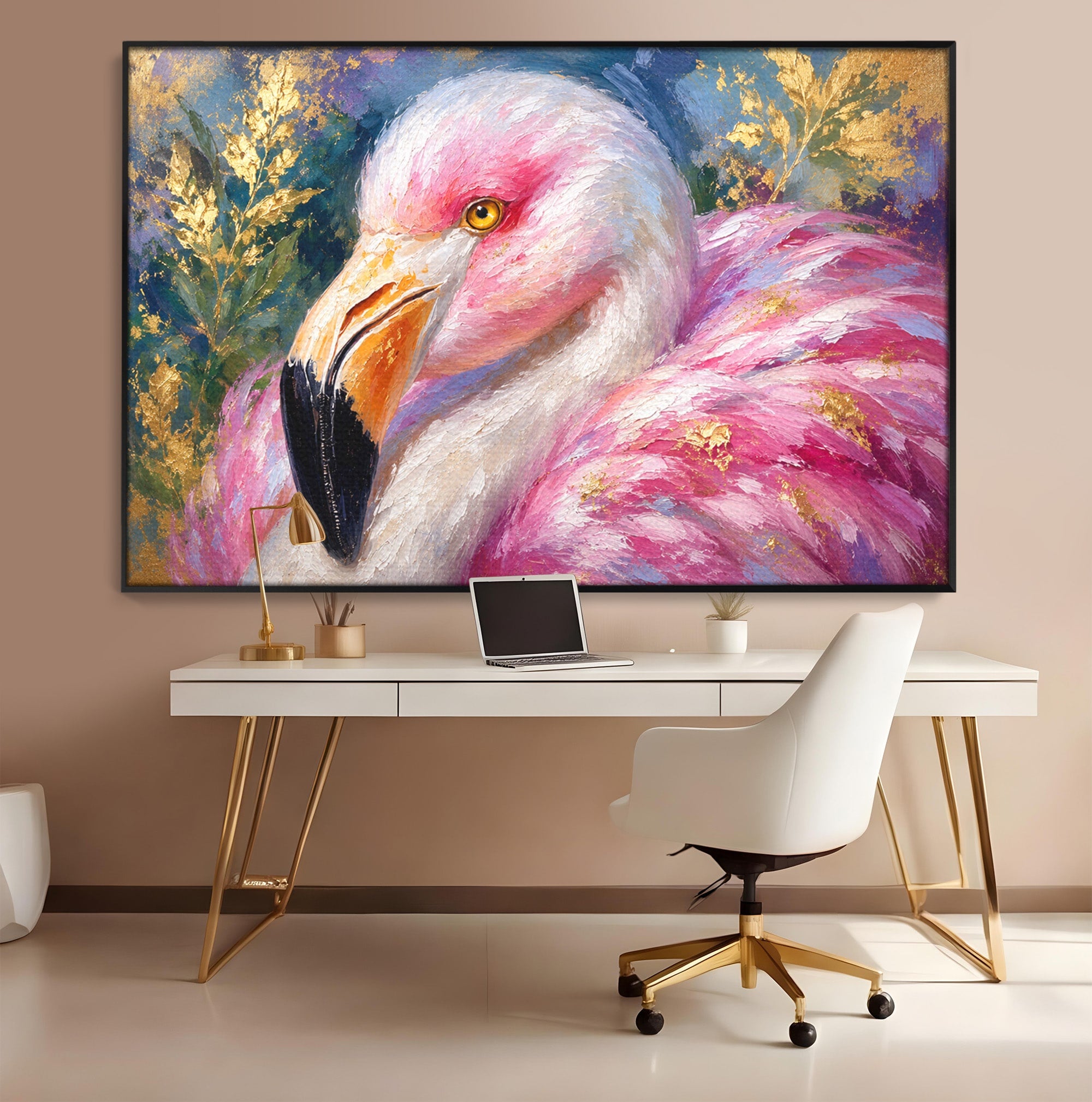 Tablou Canvas Premium LuxCanva® M1635, Flamingo Regal, Flamingo, Pasare, Natura, Exotic, Living, Culori Vibrante