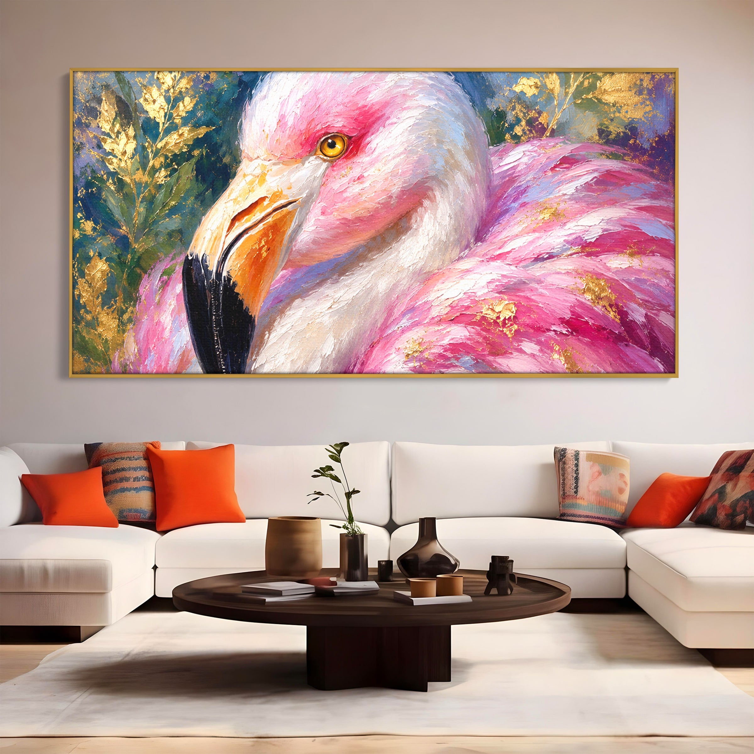 Tablou Canvas Premium LuxCanva® M1635, Flamingo Regal, Flamingo, Pasare, Natura, Exotic, Living, Culori Vibrante