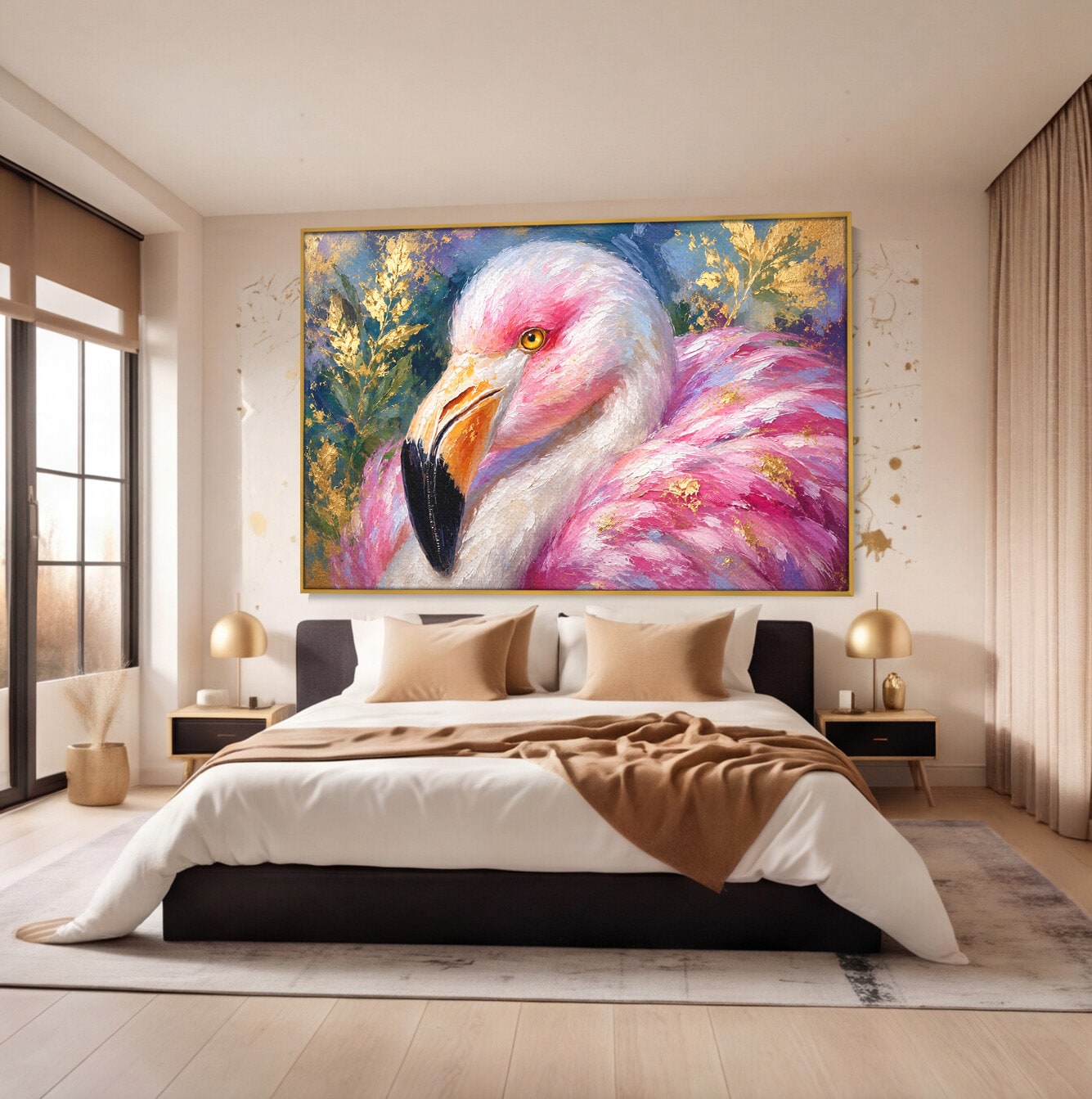 Tablou Canvas Premium LuxCanva® M1635, Flamingo Regal, Flamingo, Pasare, Natura, Exotic, Living, Culori Vibrante