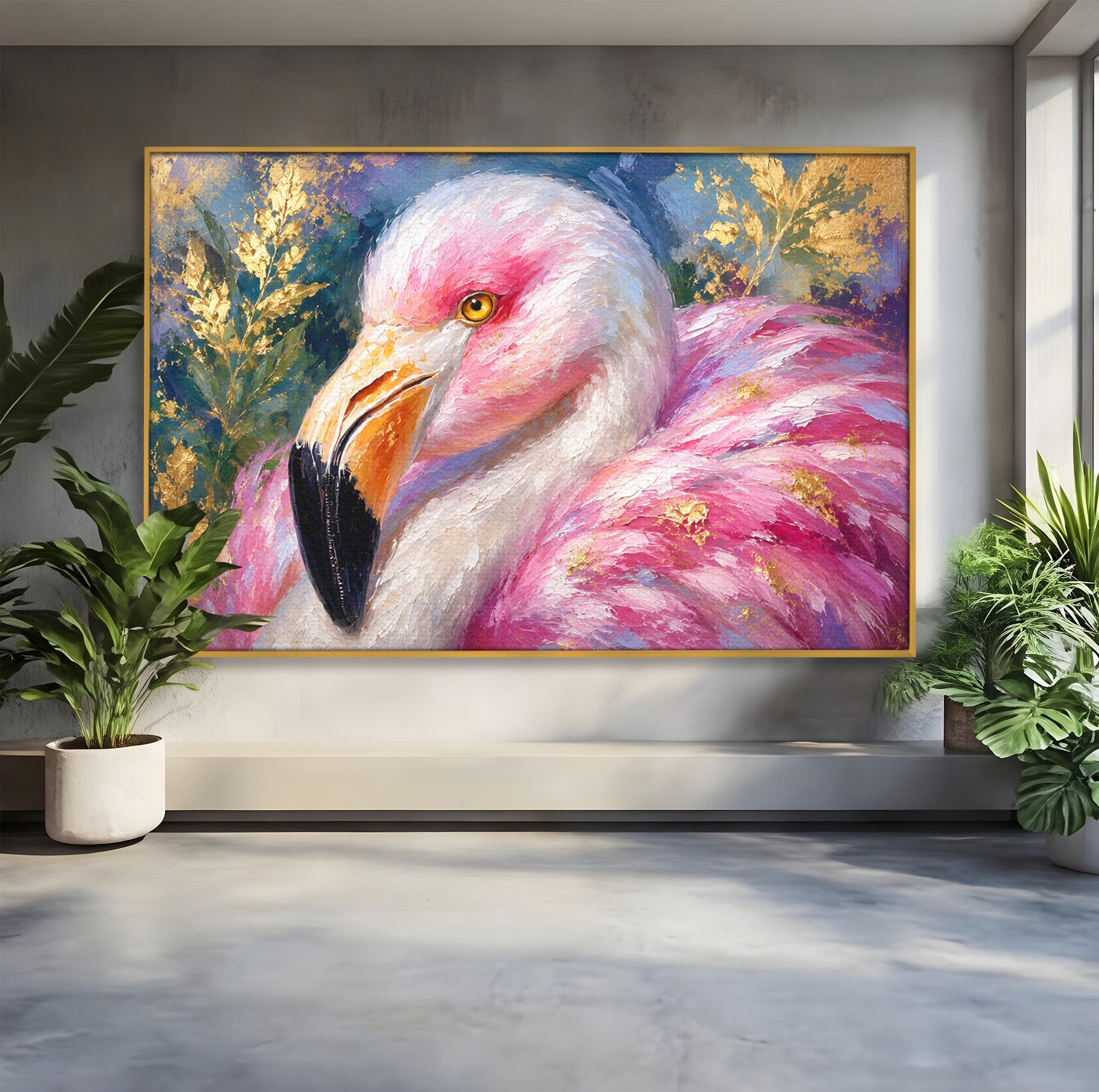 Tablou Canvas Premium LuxCanva® M1635, Flamingo Regal, Flamingo, Pasare, Natura, Exotic, Living, Culori Vibrante