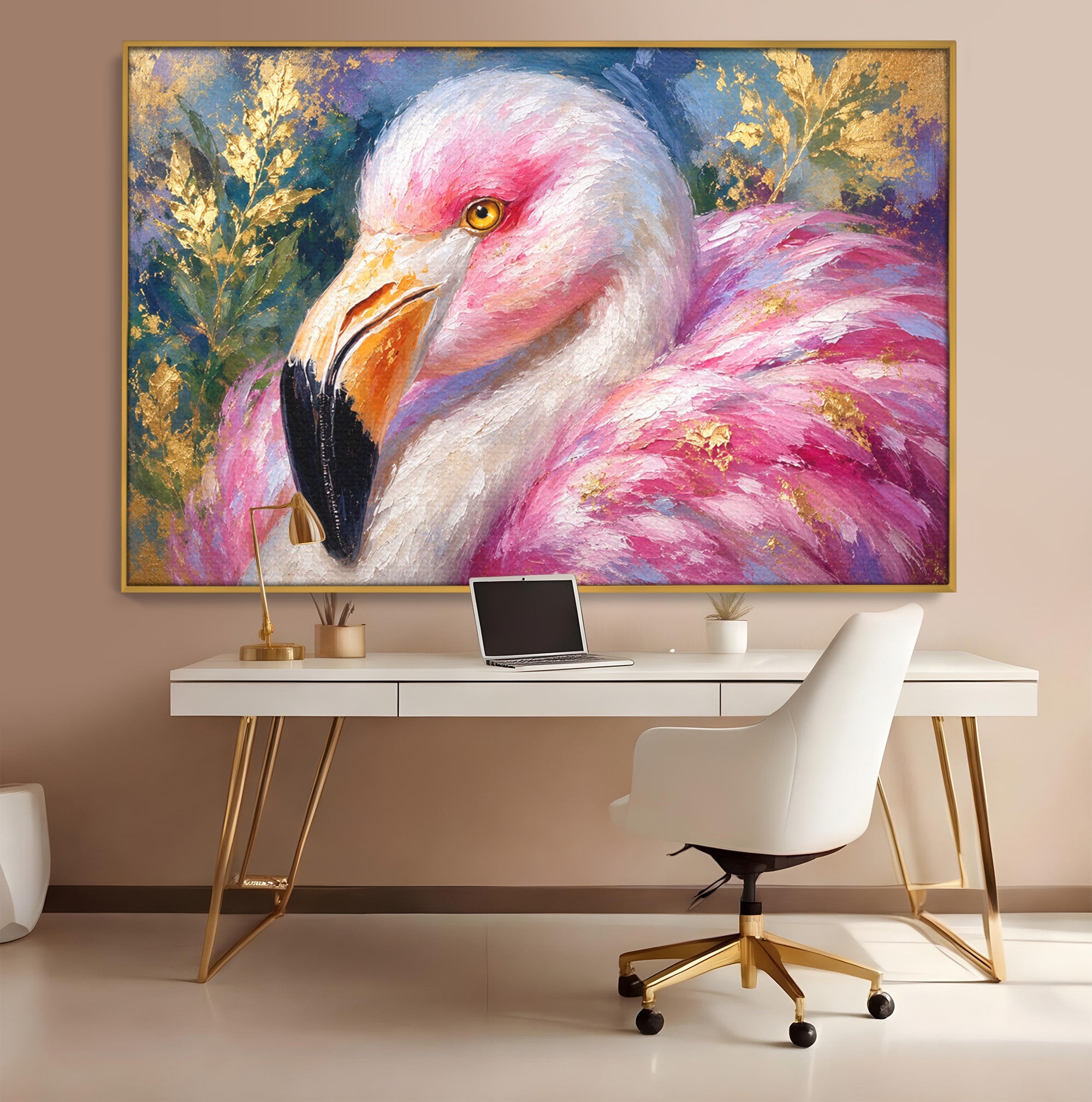 Tablou Canvas Premium LuxCanva® M1635, Flamingo Regal, Flamingo, Pasare, Natura, Exotic, Living, Culori Vibrante