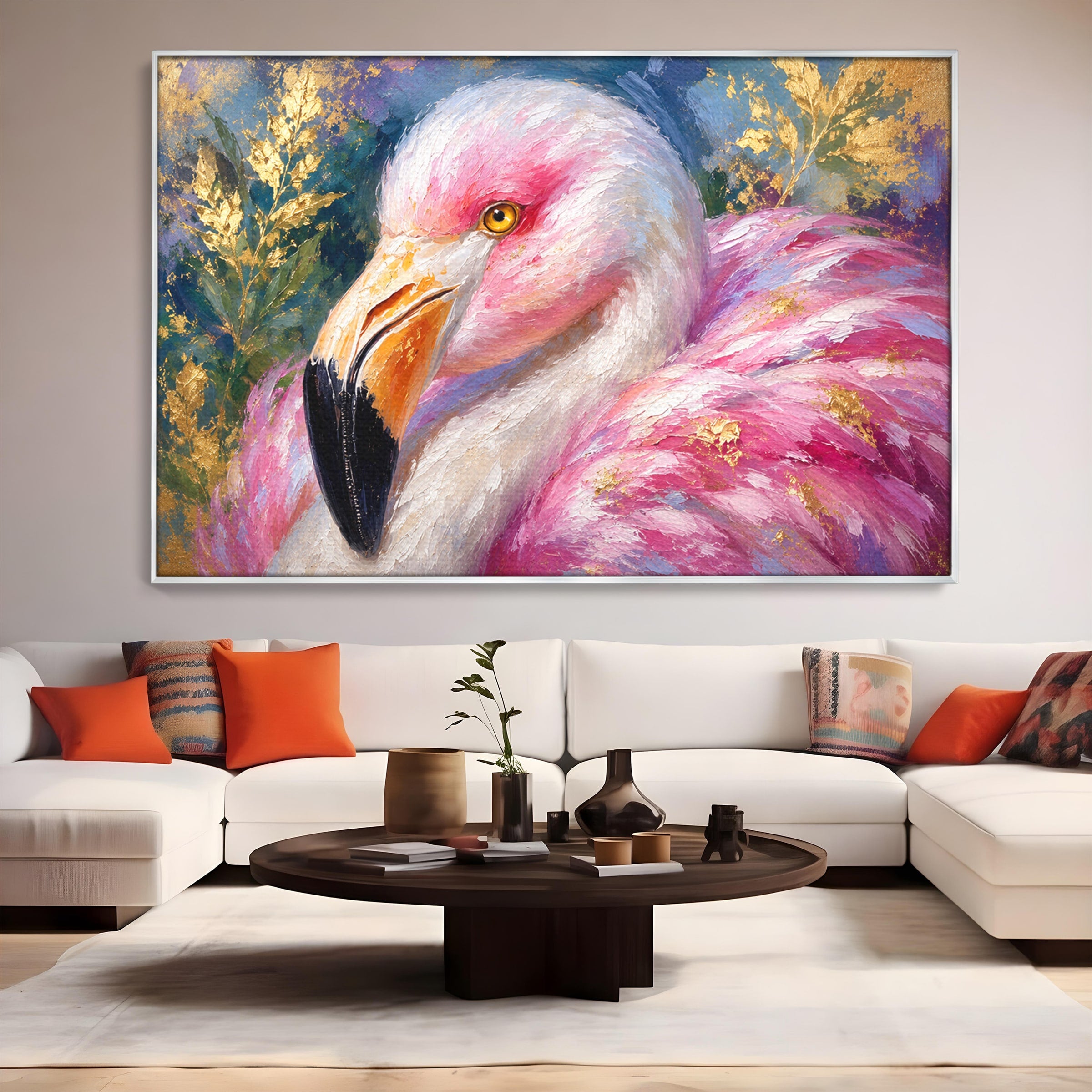 Tablou Canvas Premium LuxCanva® M1635, Flamingo Regal, Flamingo, Pasare, Natura, Exotic, Living, Culori Vibrante