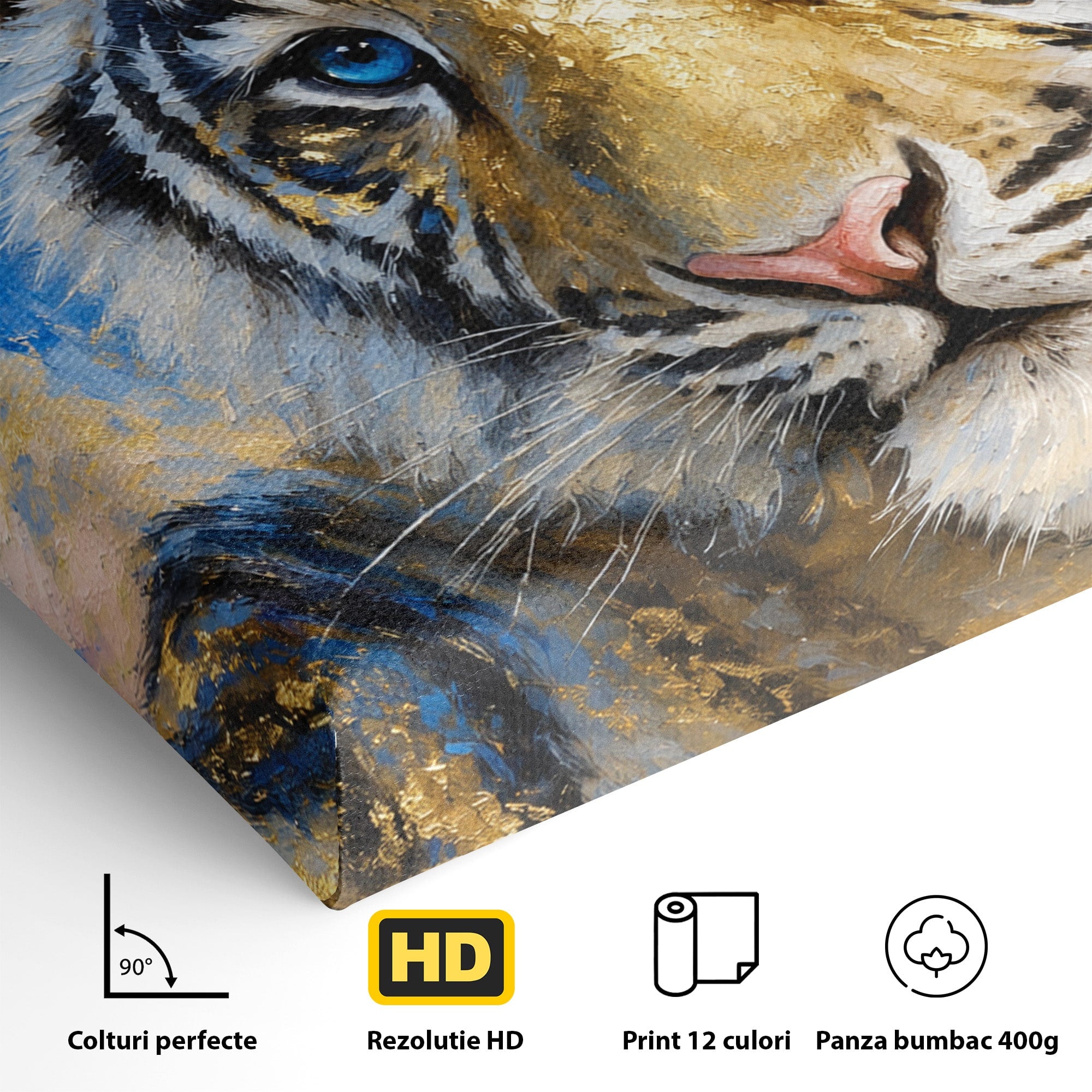 Tablou Canvas Premium LuxCanva® M1636, Tigru Regal, Tigru, Portret, Wildlife, Living, Dormitor, Culori Vibrante
