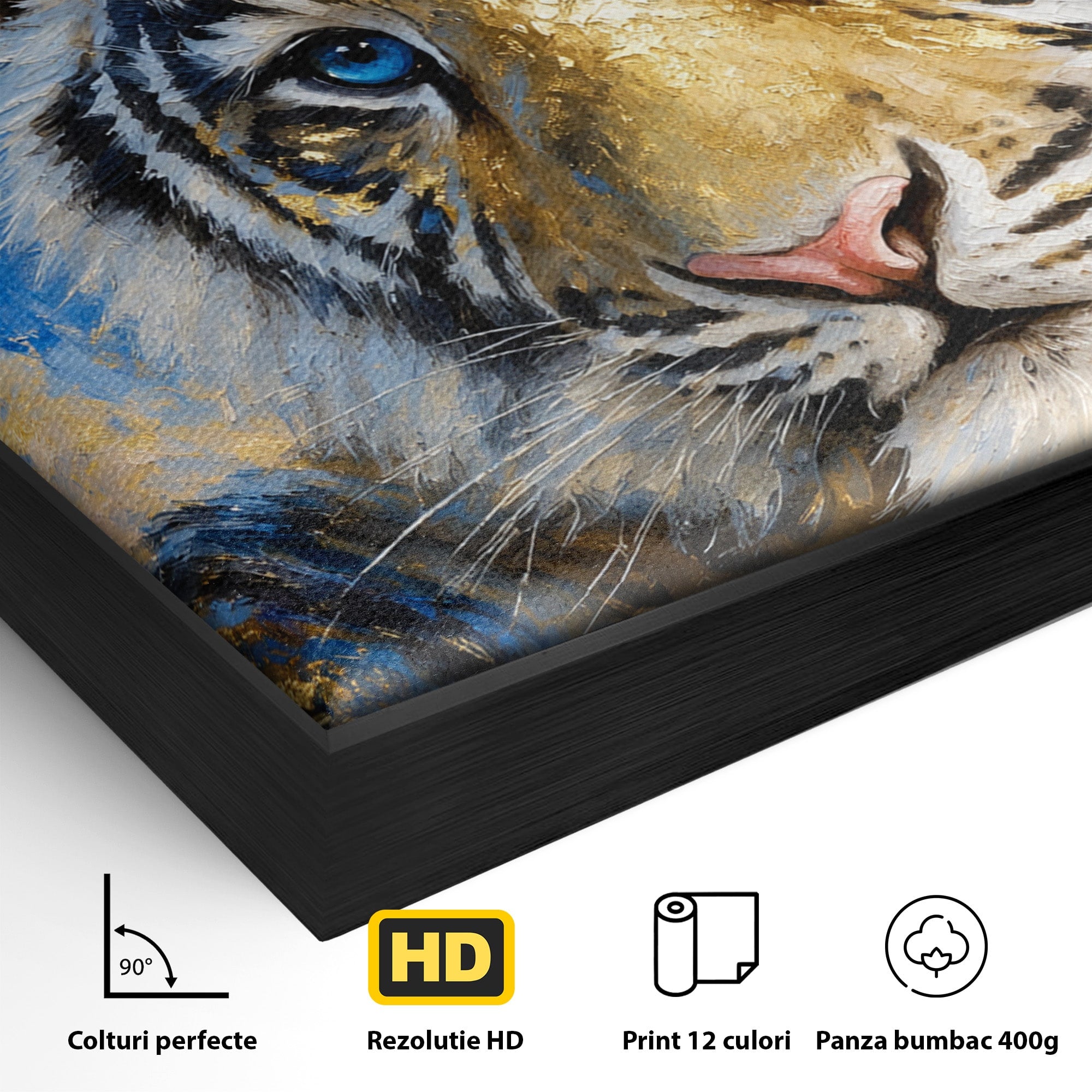 Tablou Canvas Premium LuxCanva® M1636, Tigru Regal, Tigru, Portret, Wildlife, Living, Dormitor, Culori Vibrante