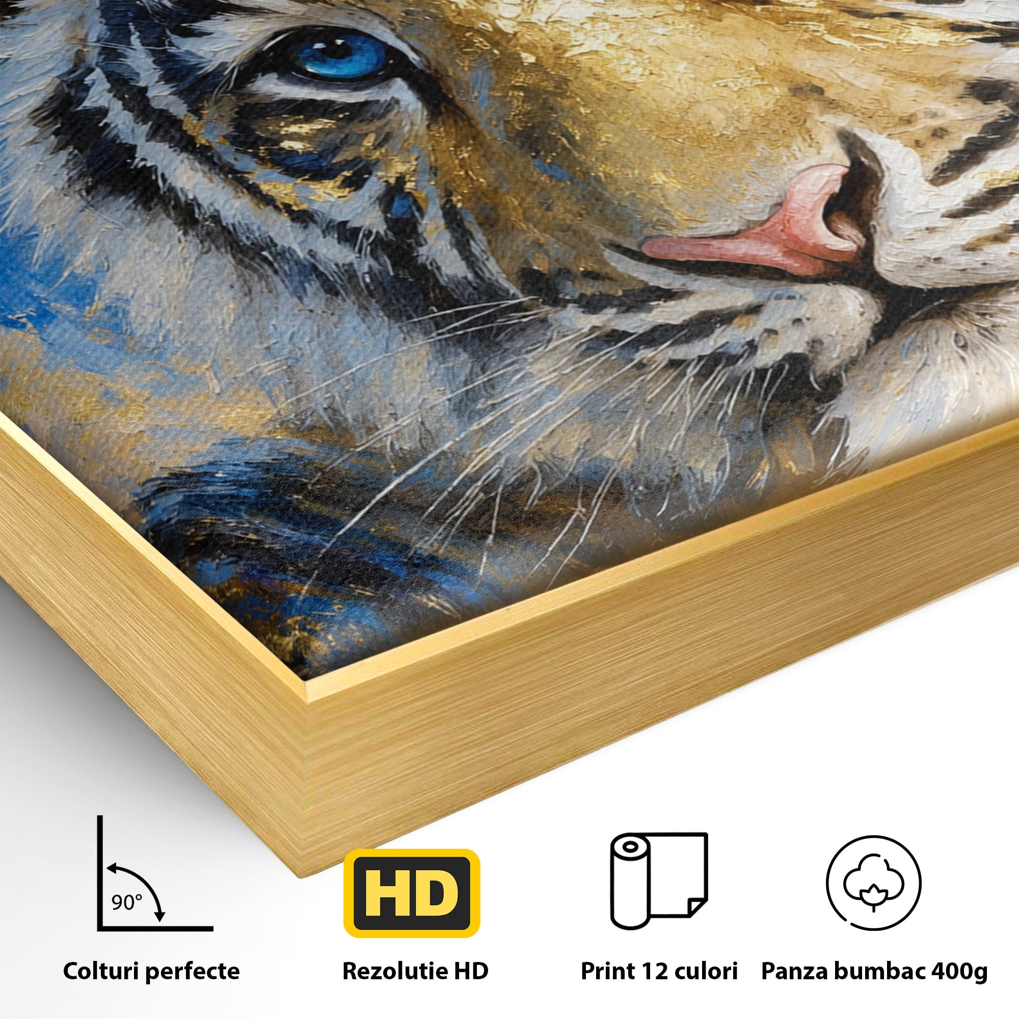 Tablou Canvas Premium LuxCanva® M1636, Tigru Regal, Tigru, Portret, Wildlife, Living, Dormitor, Culori Vibrante