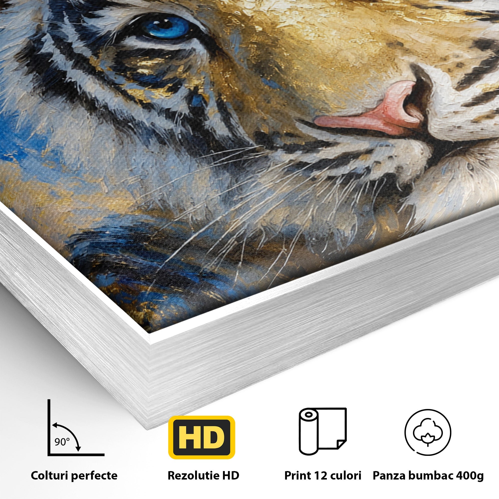 Tablou Canvas Premium LuxCanva® M1636, Tigru Regal, Tigru, Portret, Wildlife, Living, Dormitor, Culori Vibrante