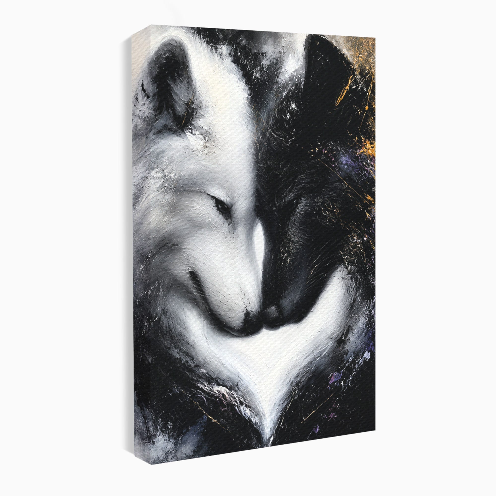 Tablou Canvas Premium LuxCanva® M1637, Lupii Yin Si Yang, Lup, Yin Yang, Abstract, Armonie, Living, Culori Vibrante