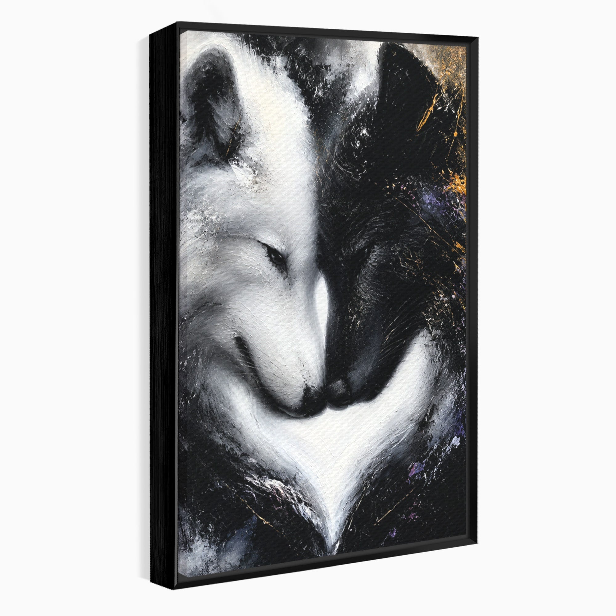 Tablou Canvas Premium LuxCanva® M1637, Lupii Yin Si Yang, Lup, Yin Yang, Abstract, Armonie, Living, Culori Vibrante