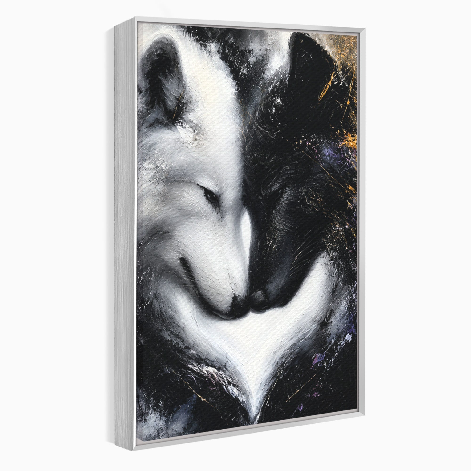 Tablou Canvas Premium LuxCanva® M1637, Lupii Yin Si Yang, Lup, Yin Yang, Abstract, Armonie, Living, Culori Vibrante