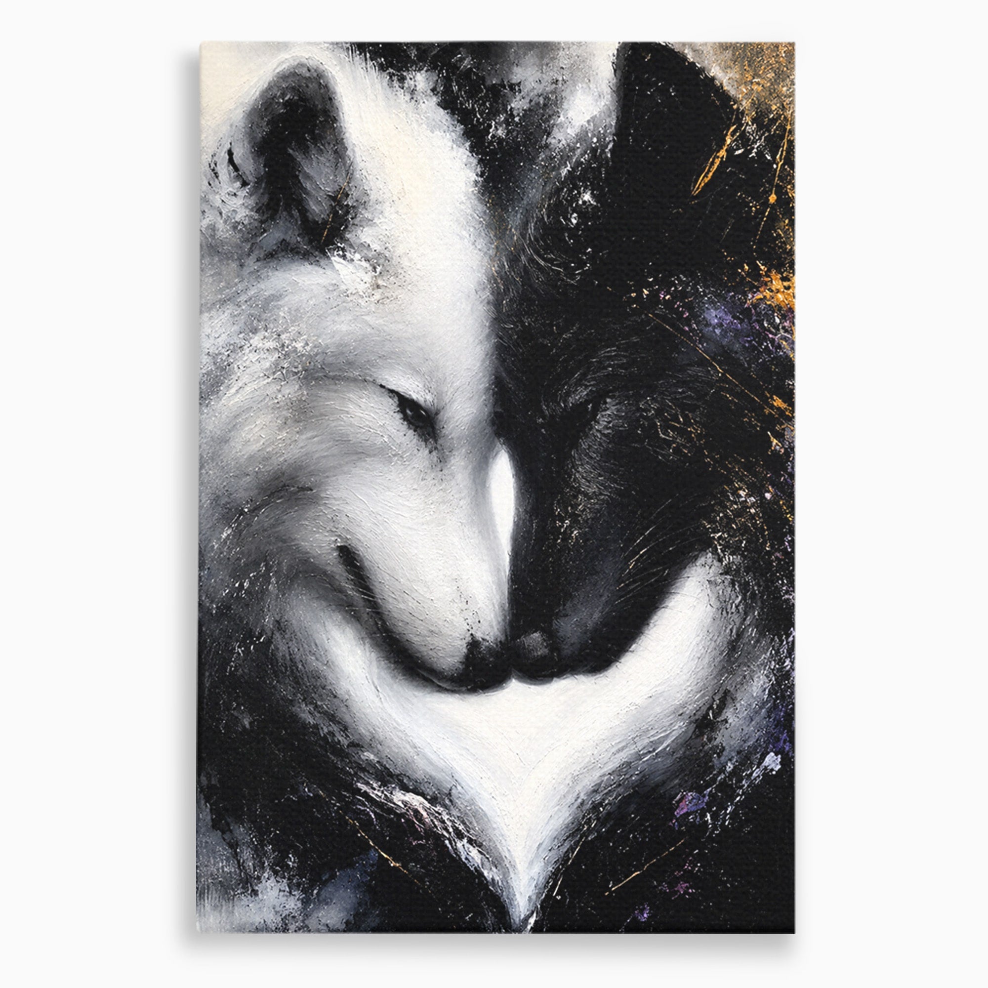 Tablou Canvas Premium LuxCanva® M1637, Lupii Yin Si Yang, Lup, Yin Yang, Abstract, Armonie, Living, Culori Vibrante