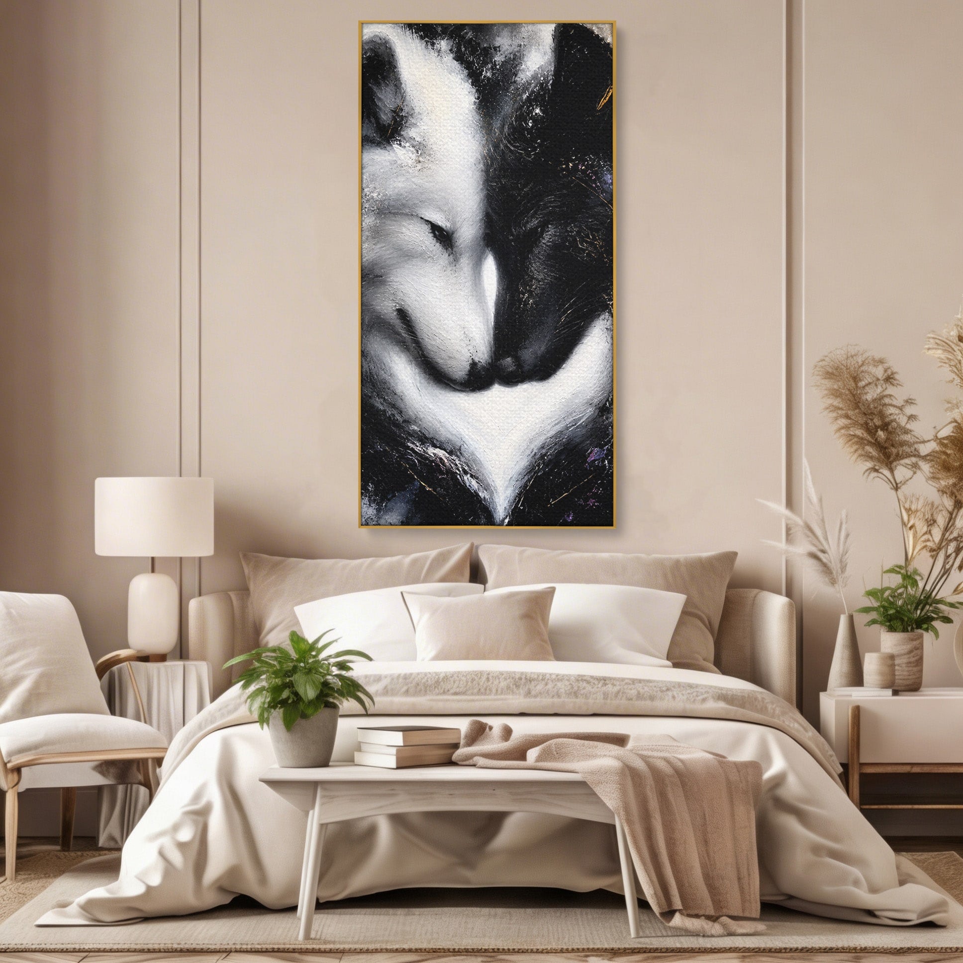 Tablou Canvas Premium LuxCanva® M1637, Lupii Yin Si Yang, Lup, Yin Yang, Abstract, Armonie, Living, Culori Vibrante