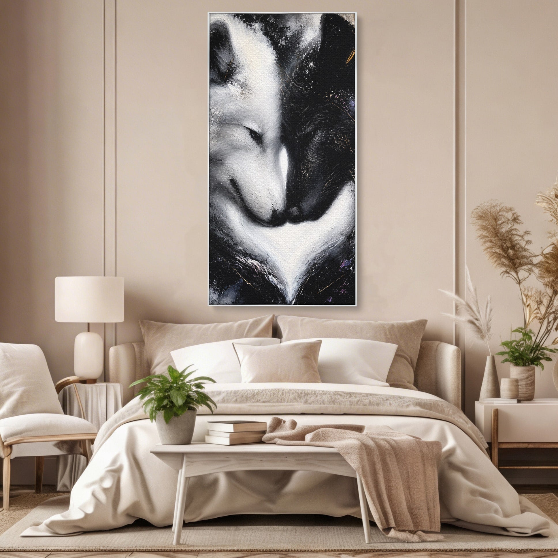 Tablou Canvas Premium LuxCanva® M1637, Lupii Yin Si Yang, Lup, Yin Yang, Abstract, Armonie, Living, Culori Vibrante