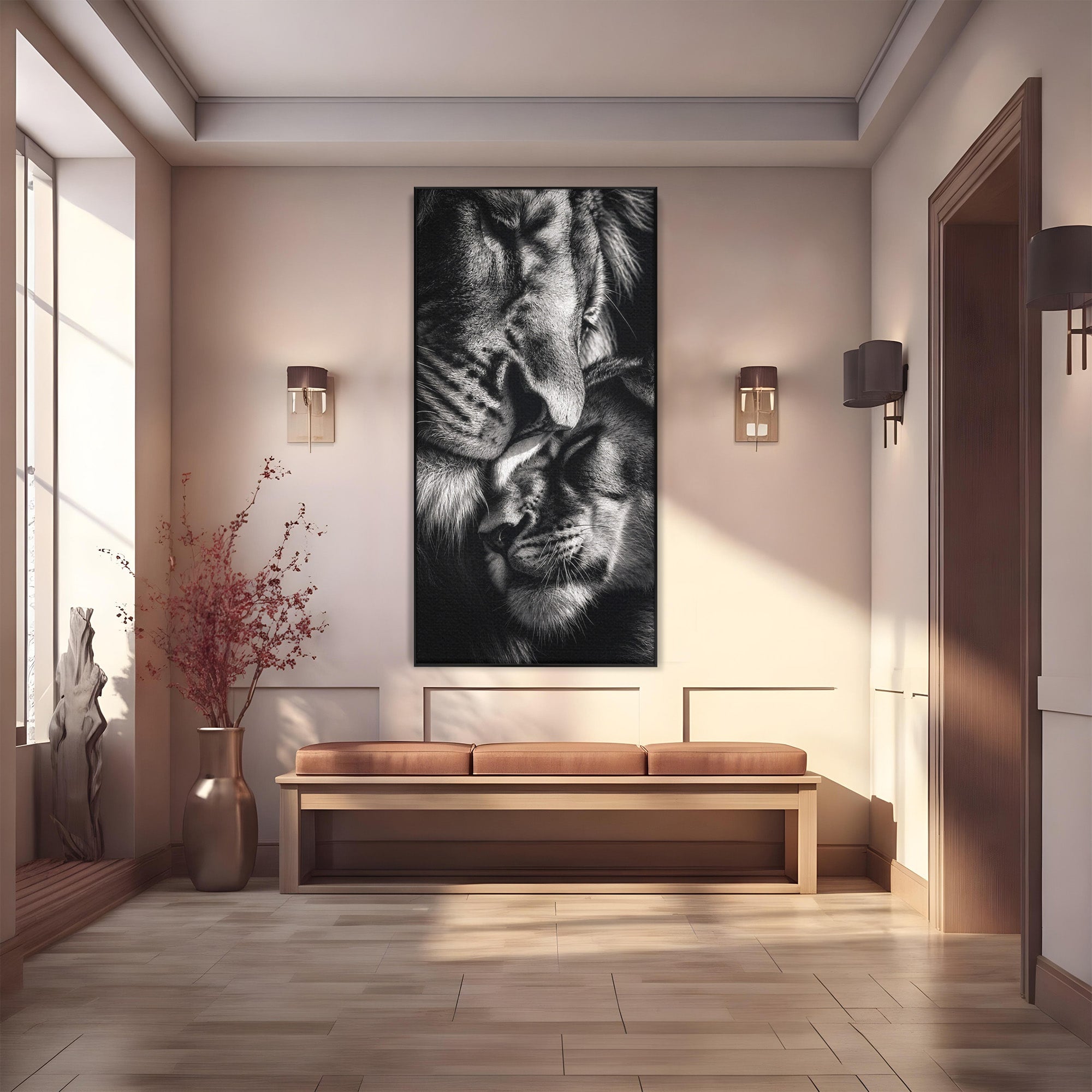 Tablou Canvas Premium LuxCanva® M1638, Tandretea Leilor, Leu, Animale, Tandrete, Fotografie, Dormitor, Culori Vibrante