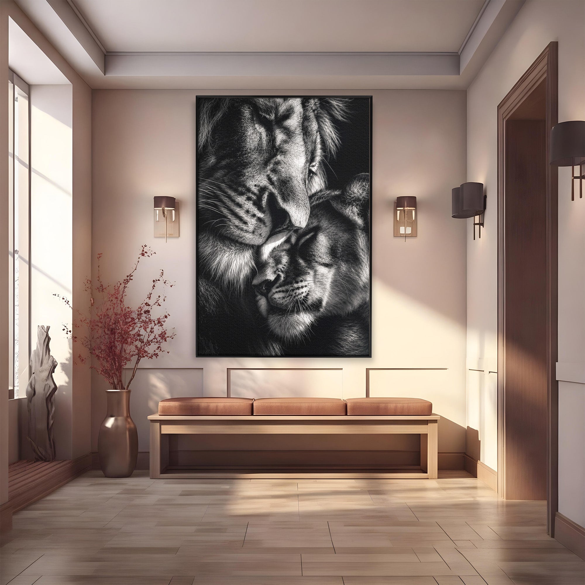 Tablou Canvas Premium LuxCanva® M1638, Tandretea Leilor, Leu, Animale, Tandrete, Fotografie, Dormitor, Culori Vibrante
