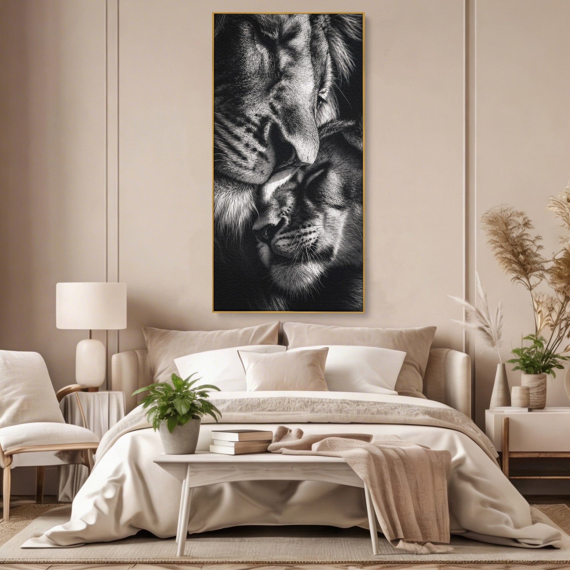 Tablou Canvas Premium LuxCanva® M1638, Tandretea Leilor, Leu, Animale, Tandrete, Fotografie, Dormitor, Culori Vibrante