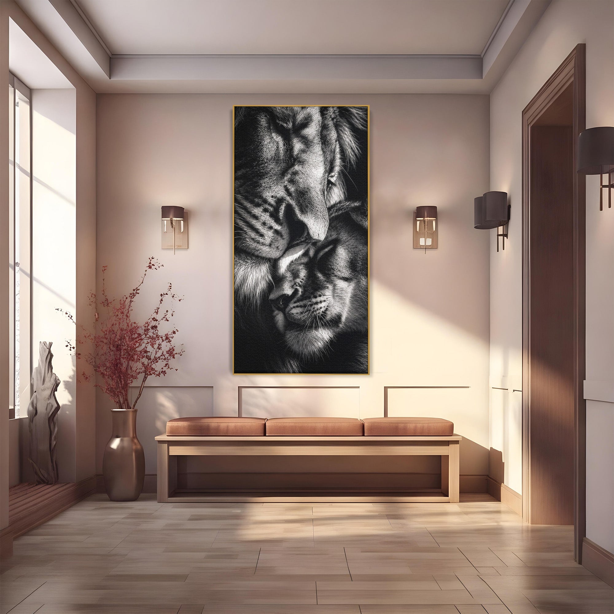 Tablou Canvas Premium LuxCanva® M1638, Tandretea Leilor, Leu, Animale, Tandrete, Fotografie, Dormitor, Culori Vibrante