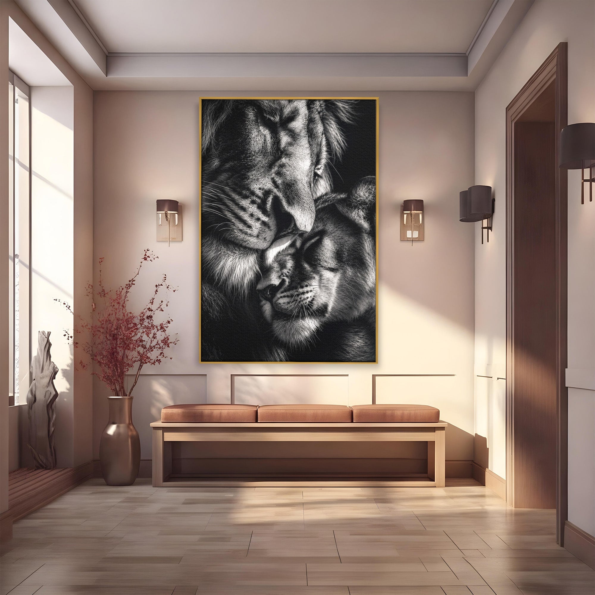 Tablou Canvas Premium LuxCanva® M1638, Tandretea Leilor, Leu, Animale, Tandrete, Fotografie, Dormitor, Culori Vibrante