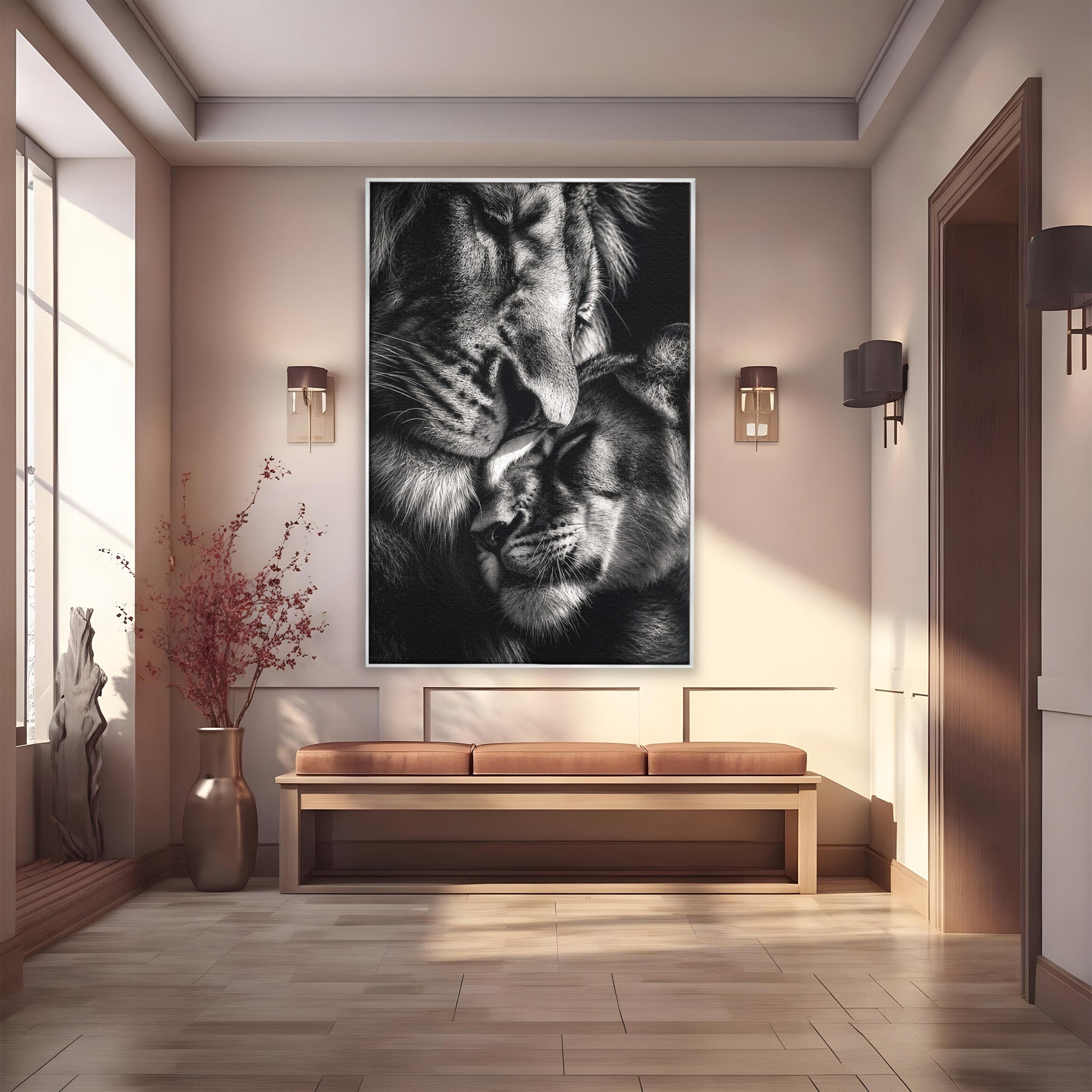 Tablou Canvas Premium LuxCanva® M1638, Tandretea Leilor, Leu, Animale, Tandrete, Fotografie, Dormitor, Culori Vibrante