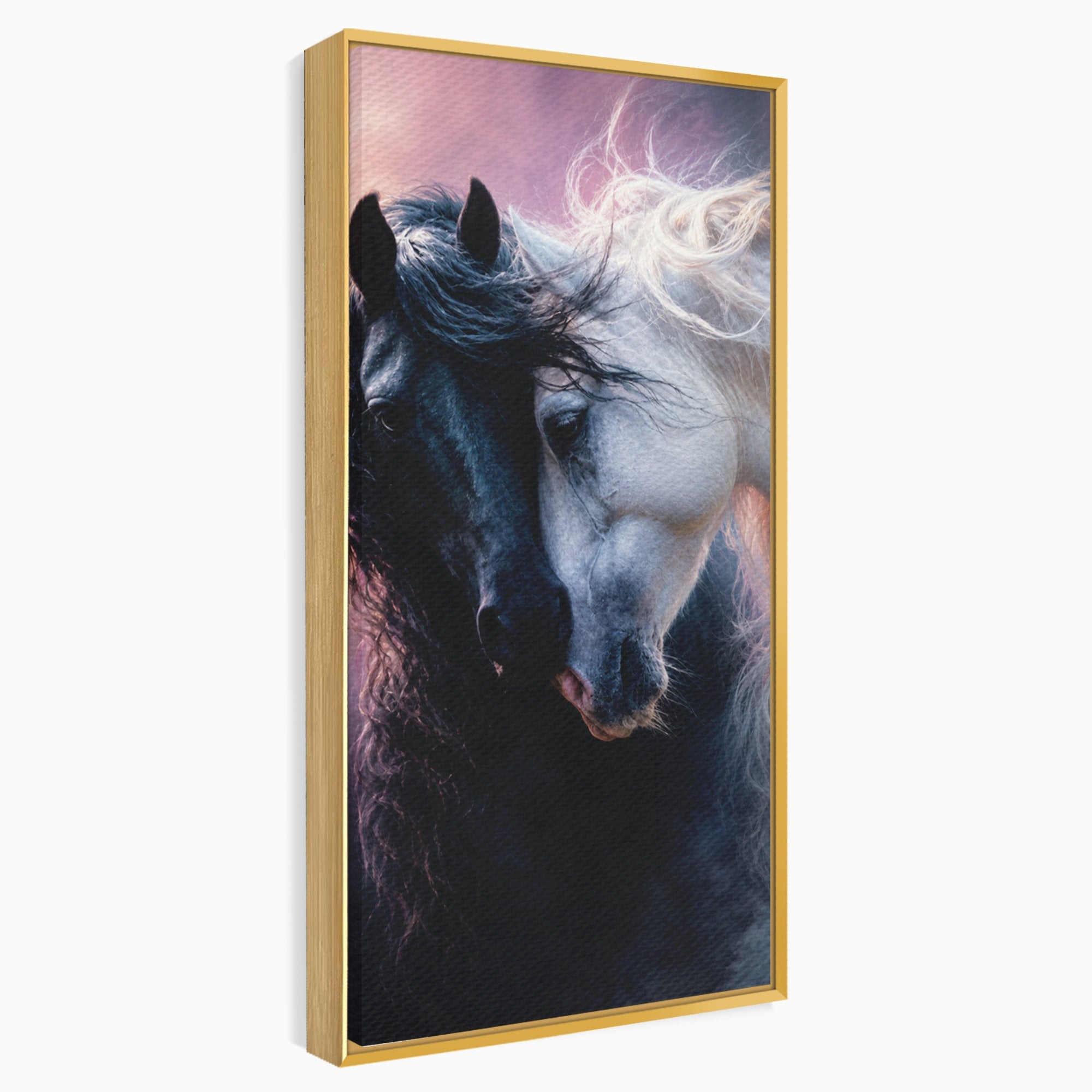 Tablou Canvas Premium LuxCanva® M1639, Cai In Armonie, Cai, Armonie, Eleganta, Animale, Dormitor, Culori Vibrante