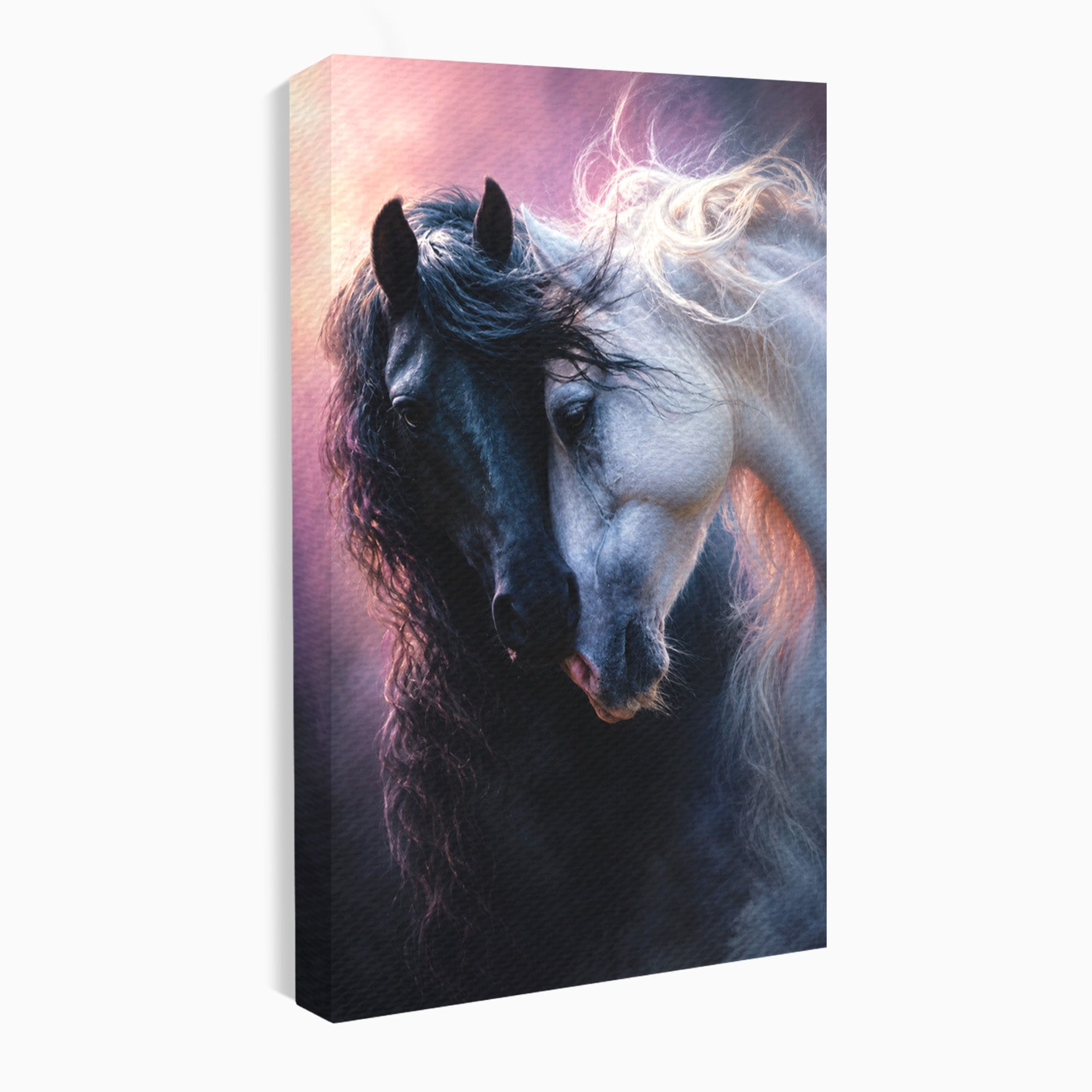 Tablou Canvas Premium LuxCanva® M1639, Cai In Armonie, Cai, Armonie, Eleganta, Animale, Dormitor, Culori Vibrante