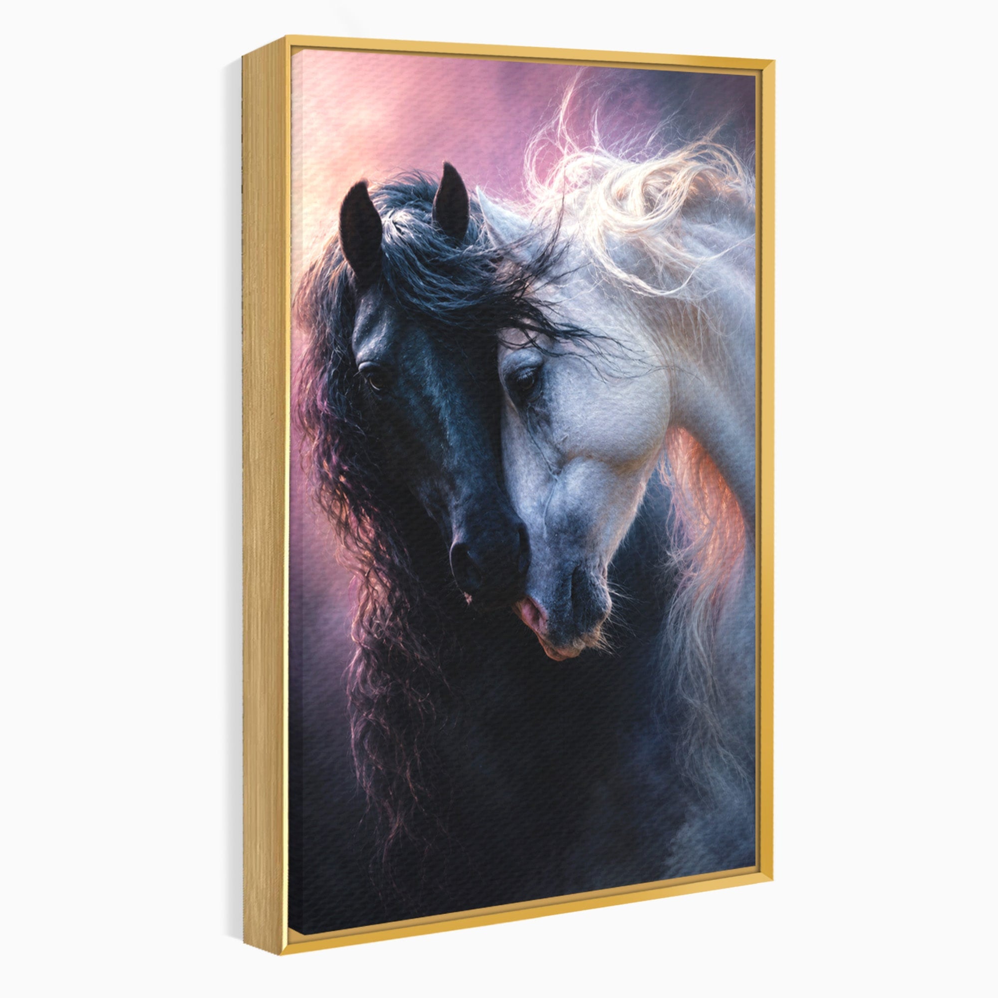 Tablou Canvas Premium LuxCanva® M1639, Cai In Armonie, Cai, Armonie, Eleganta, Animale, Dormitor, Culori Vibrante